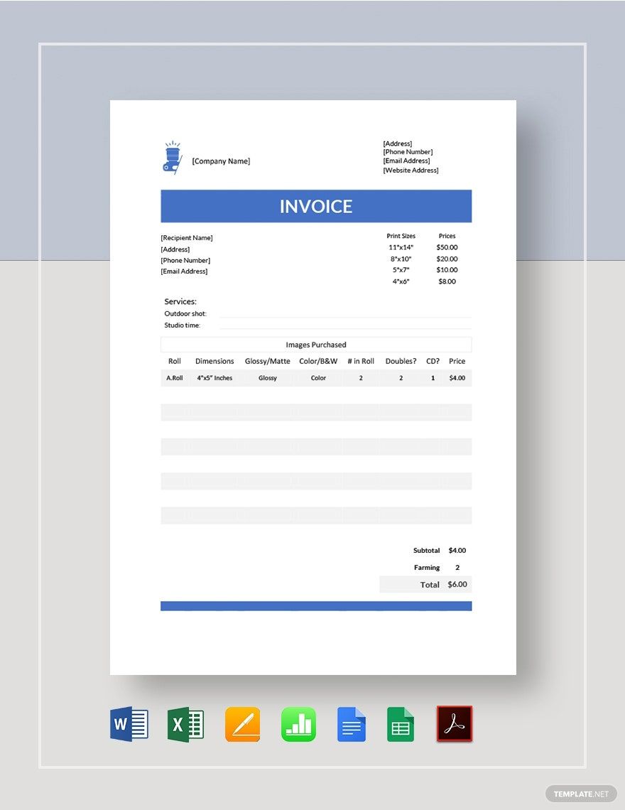 Simple Photography Invoice Template Simple Photography Invoice Template