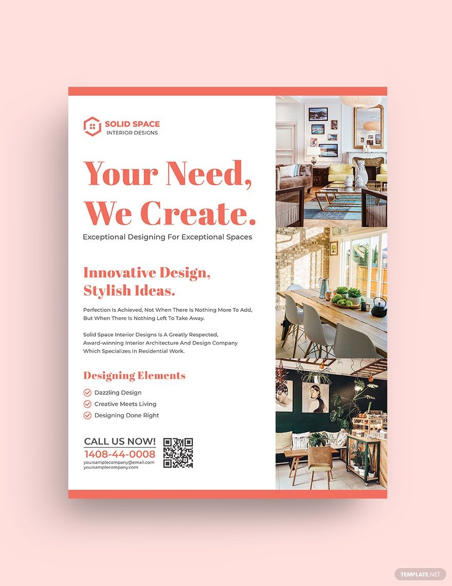 Interior Decorator Flyer Template in Illustrator, Word, InDesign, Publisher, PSD, Pages, Google Docs - Download | Template.net Interior Decorator Flyer Template in Illustrator, Word, InDesign, Publisher, PSD, Pages, Google Docs - Download | Template.net