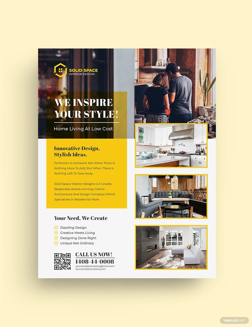 Interior Design Company Flyer Template in Pages, Word, InDesign, PSD, Publisher, Illustrator, Google Docs - Download | Template.net Interior Design Company Flyer Template in Pages, Word, InDesign, PSD, Publisher, Illustrator, Google Docs - Download | Template.net