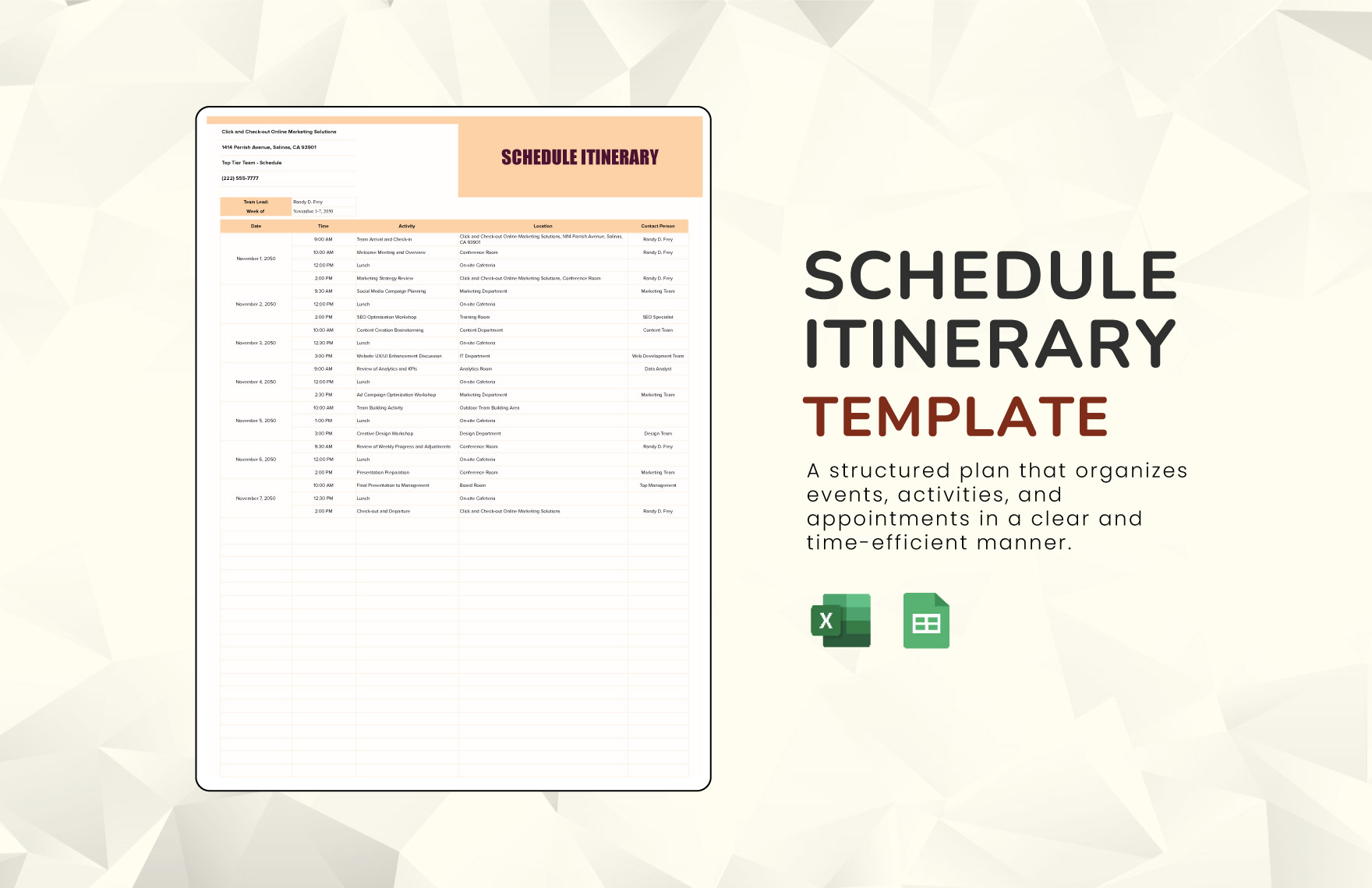 Schedule Itinerary Template Schedule Itinerary Template