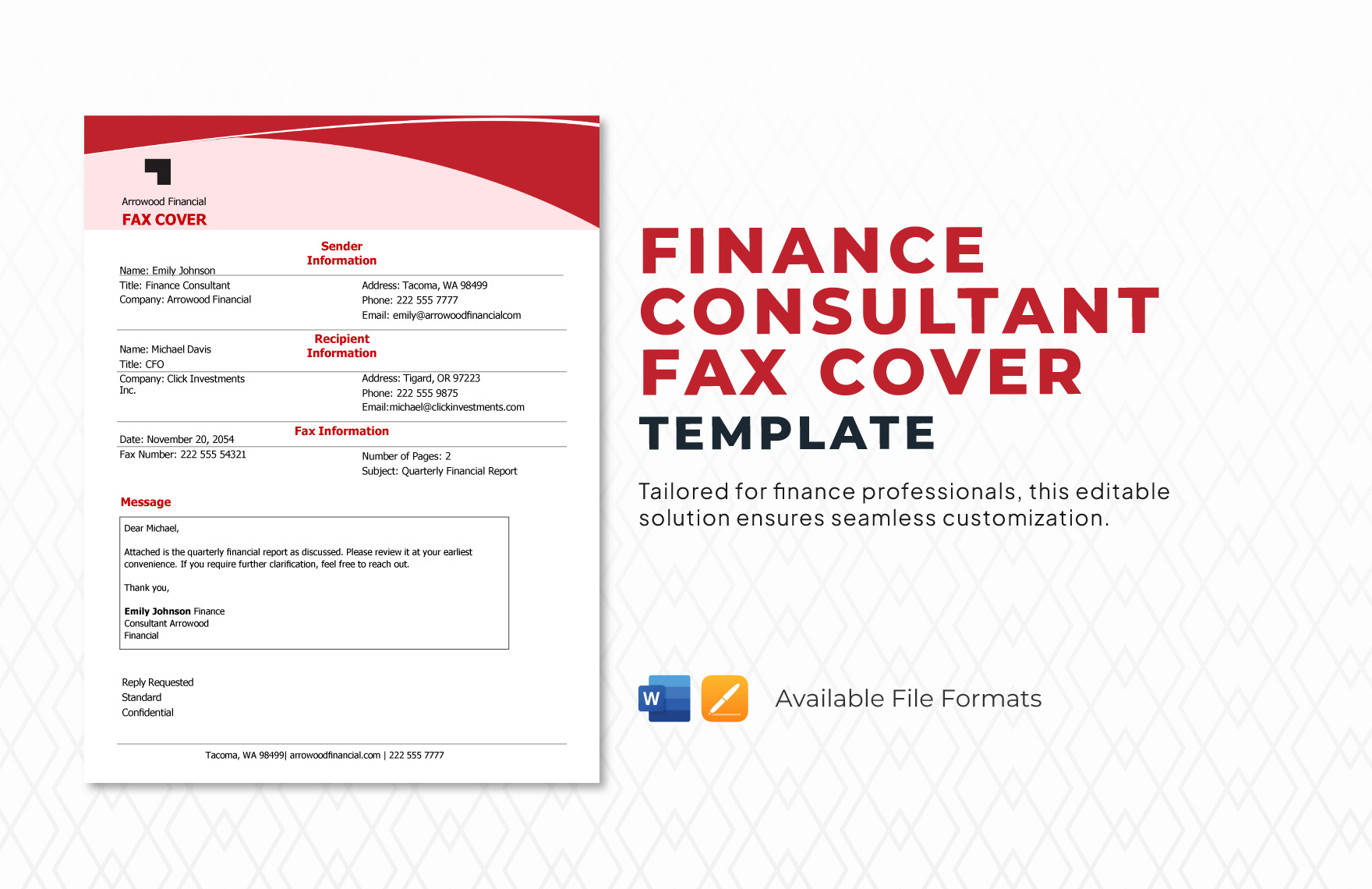 Finance Consultant Fax Cover Template in Word - Download | Template.net Finance Consultant Fax Cover Template in Word - Download | Template.net