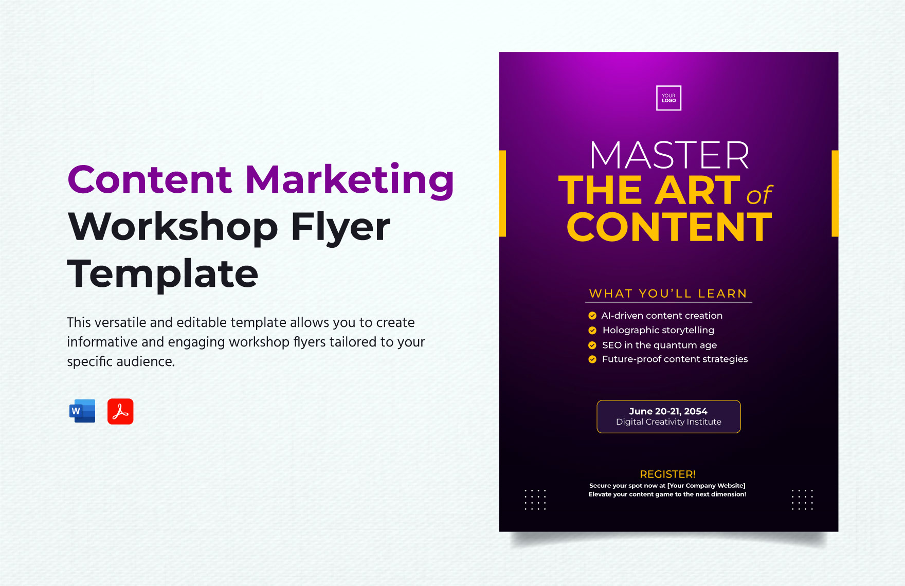 Content Marketing Workshop Flyer Template Content Marketing Workshop Flyer Template