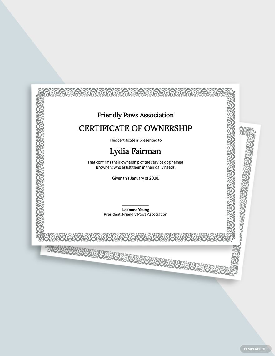 Editable Service Dog Certificate Template Editable Service Dog Certificate Template