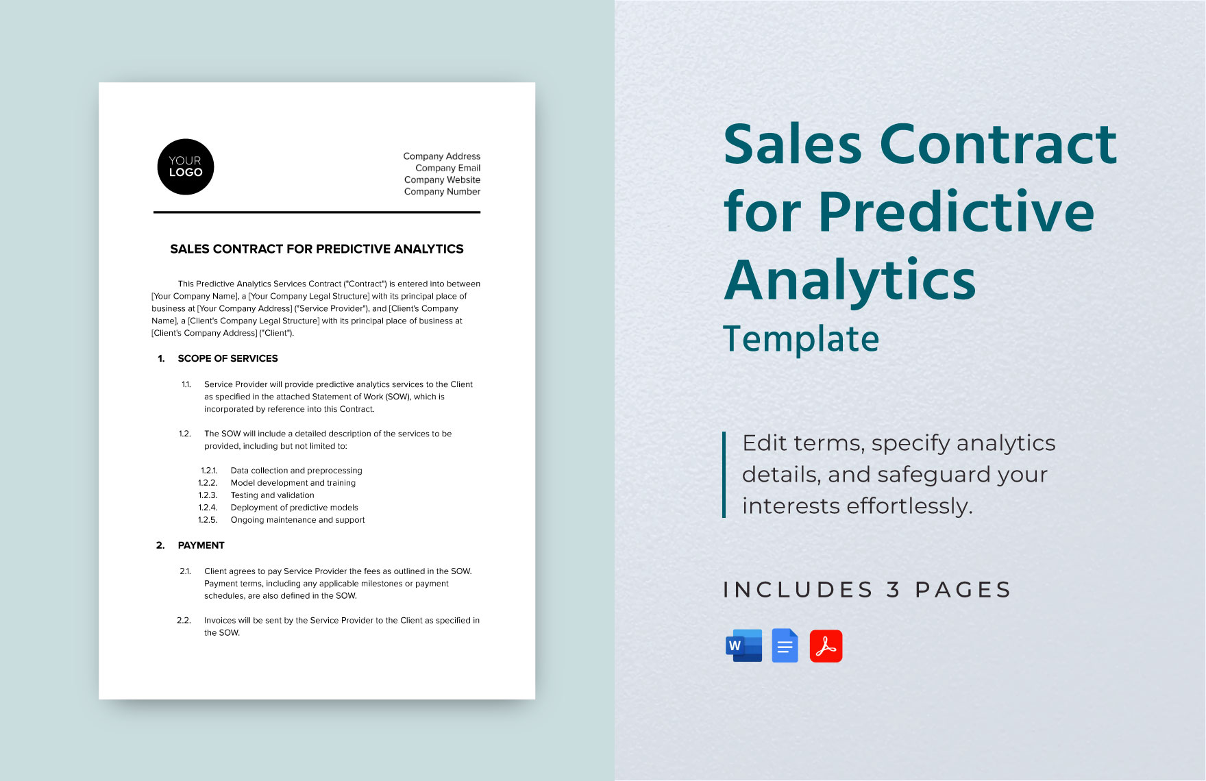 Sales Contract for Predictive Analytics Template Sales Contract for Predictive Analytics Template