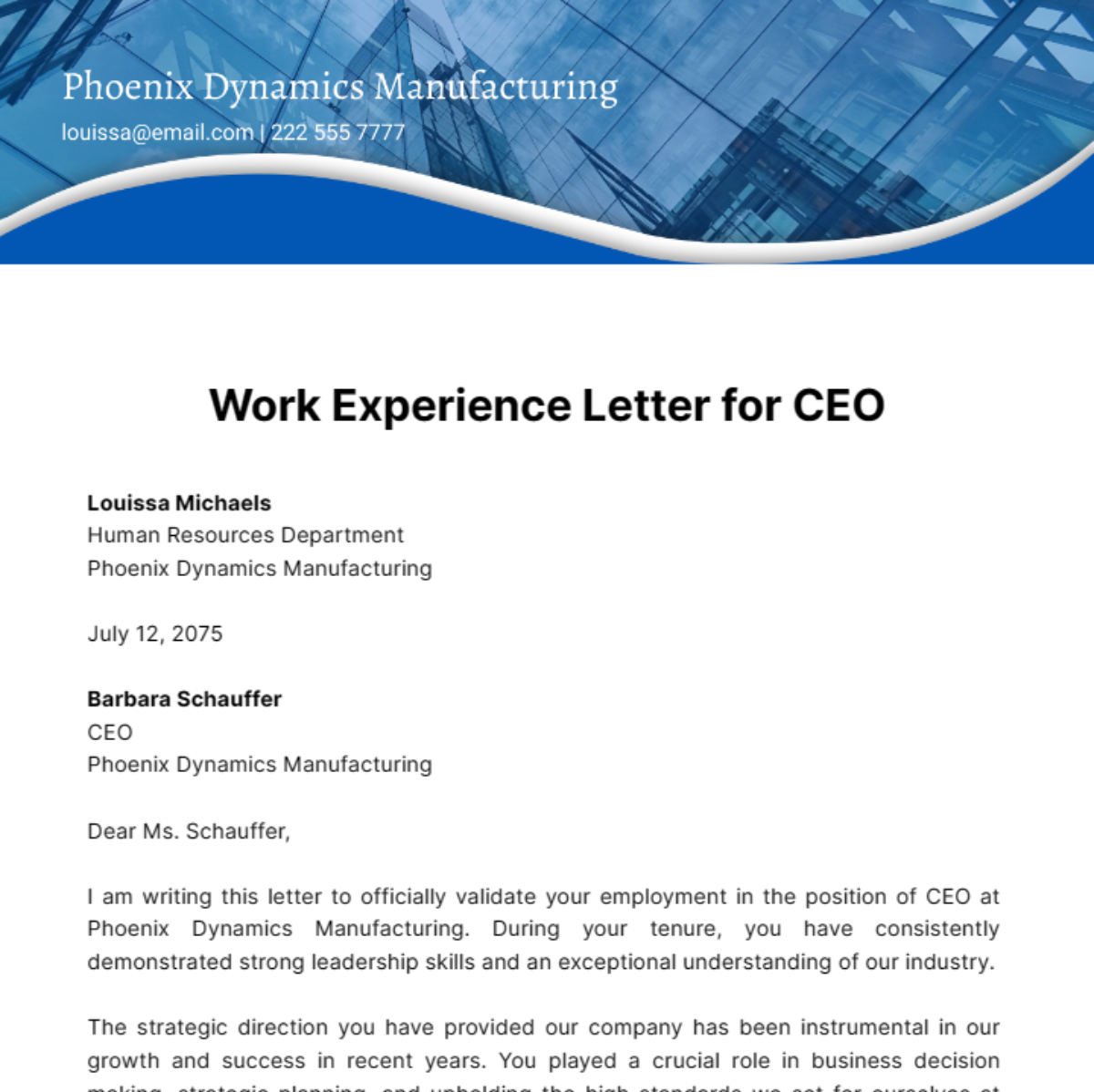 Free Work Experience Letter for CEO Template to Edit Online Free Work Experience Letter for CEO Template to Edit Online