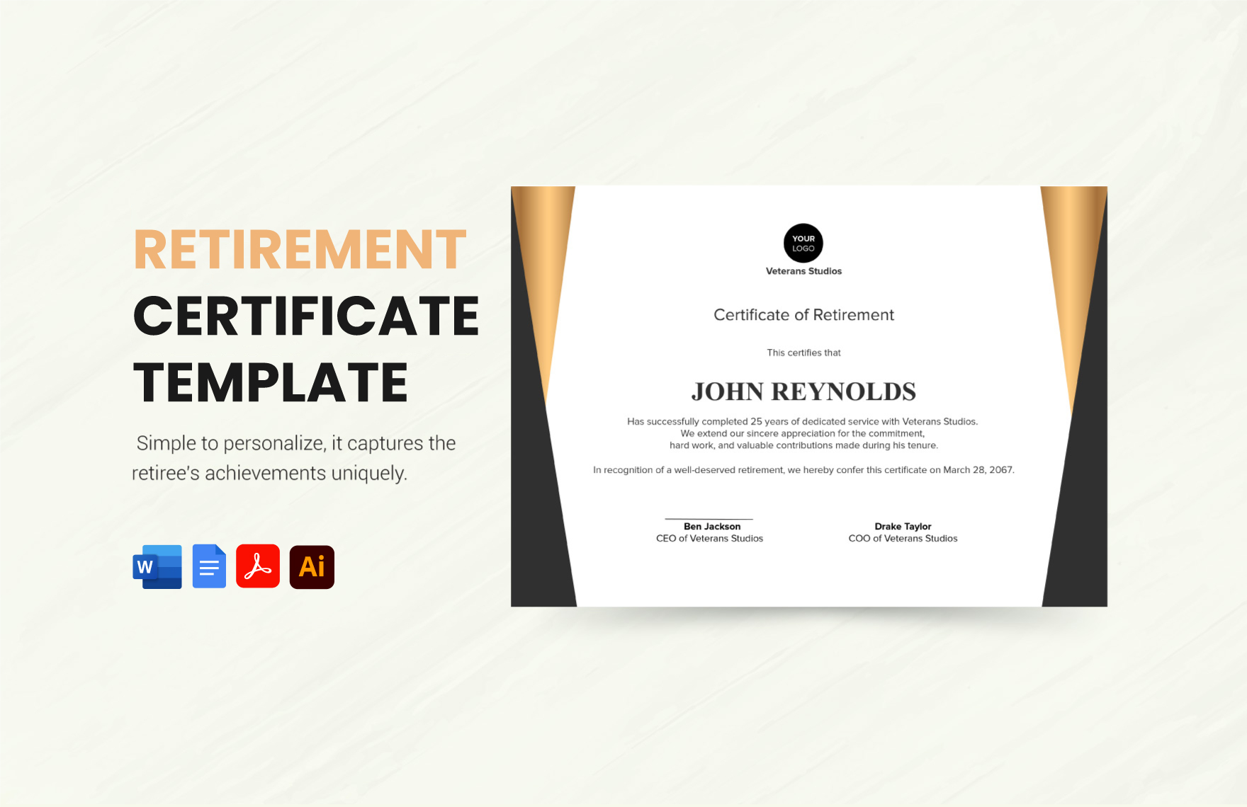 Retirement Certificate Template Retirement Certificate Template