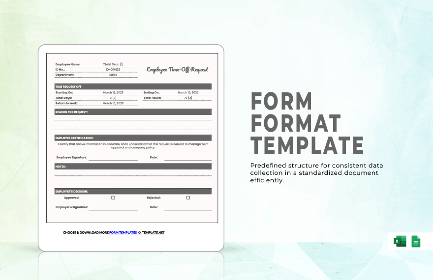 Form Format Template in Excel, Google Sheets - Download | Template.net Form Format Template in Excel, Google Sheets - Download | Template.net