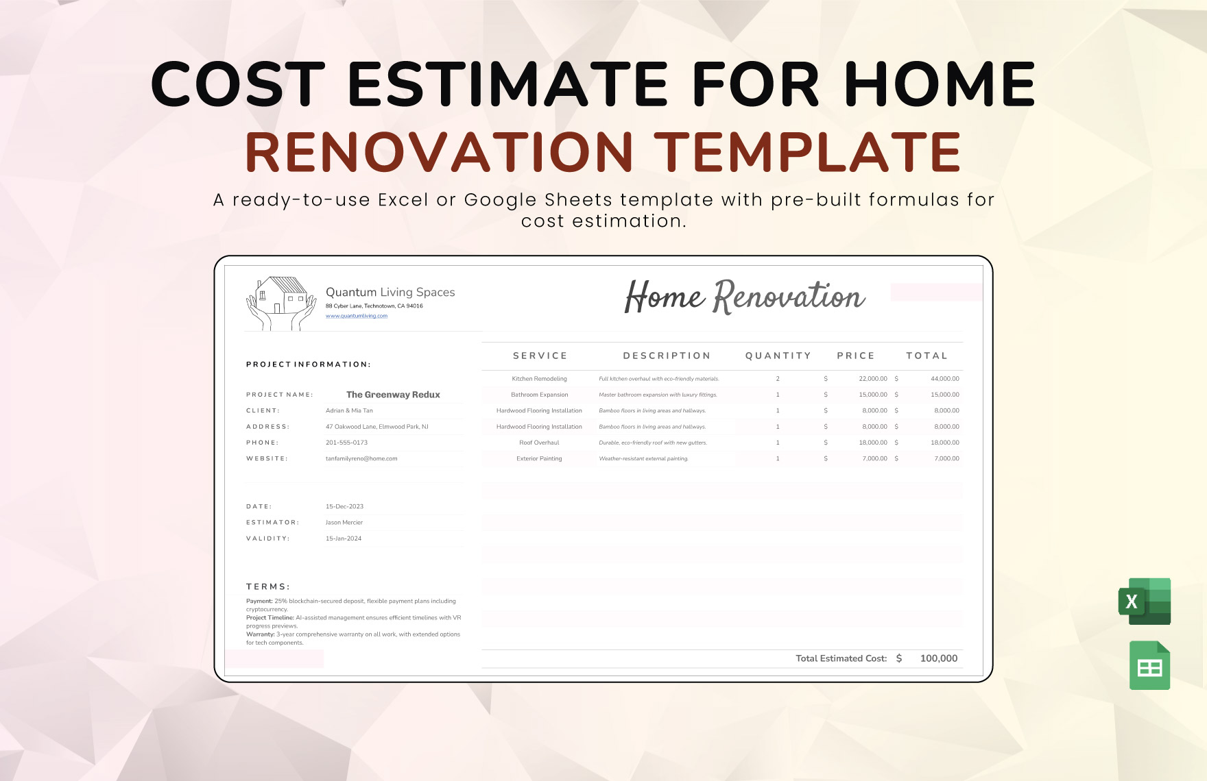 Manufacturing Cost Estimate Template Manufacturing Cost Estimate Template