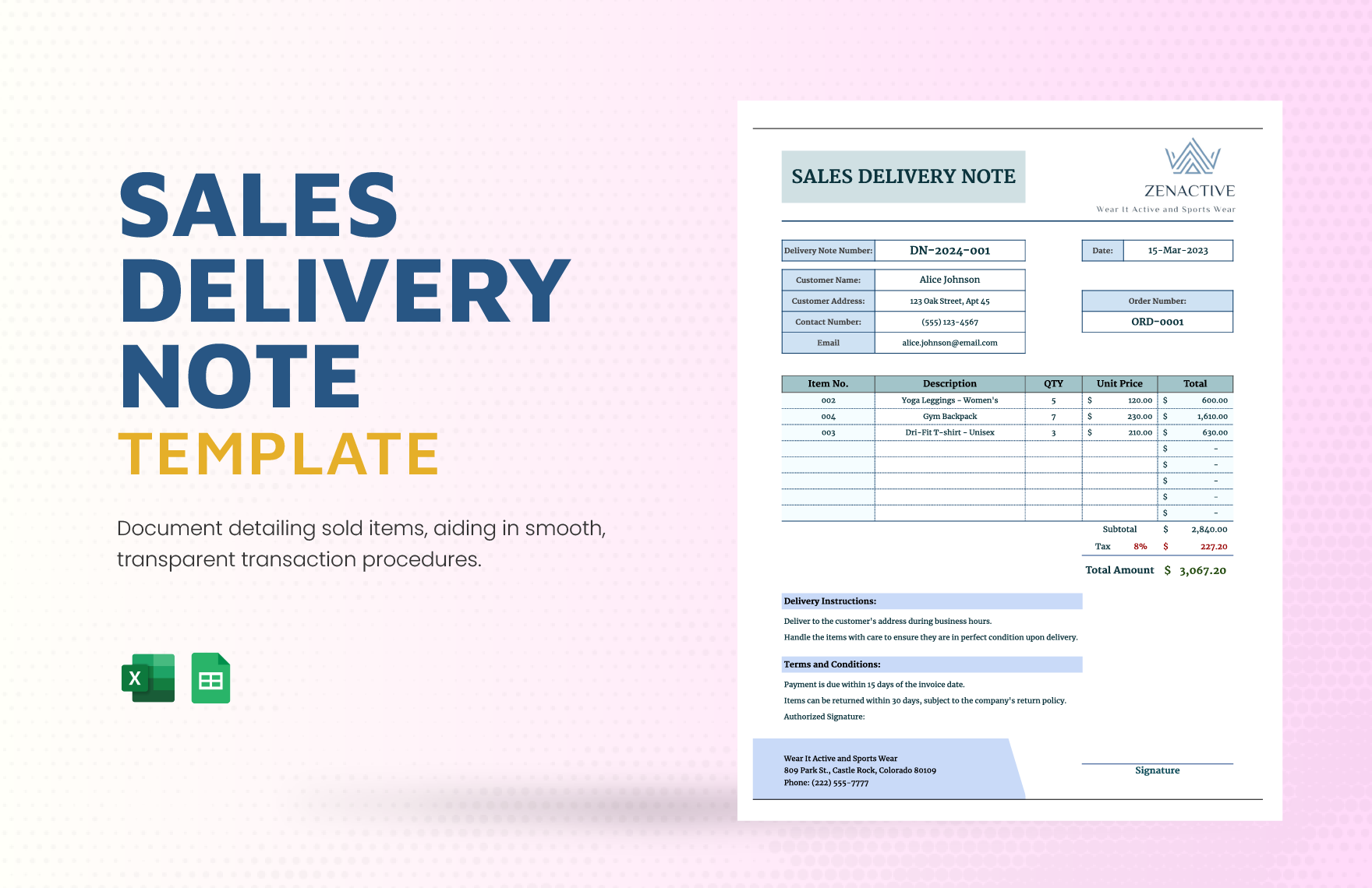 Sales Delivery Note Template Sales Delivery Note Template