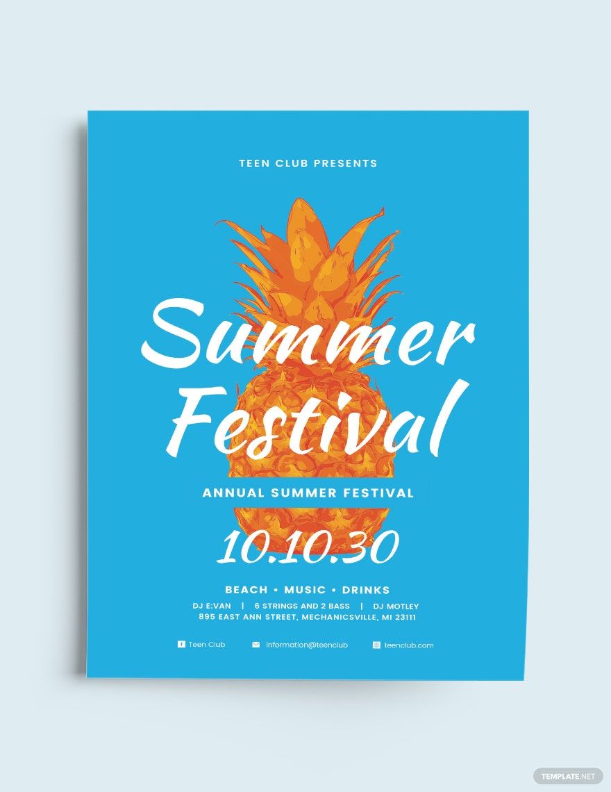 Summer Fest Flyer Template in Publisher, Word, Pages, Illustrator, InDesign, PSD, Google Docs - Download | Template.net Summer Fest Flyer Template in Publisher, Word, Pages, Illustrator, InDesign, PSD, Google Docs - Download | Template.net