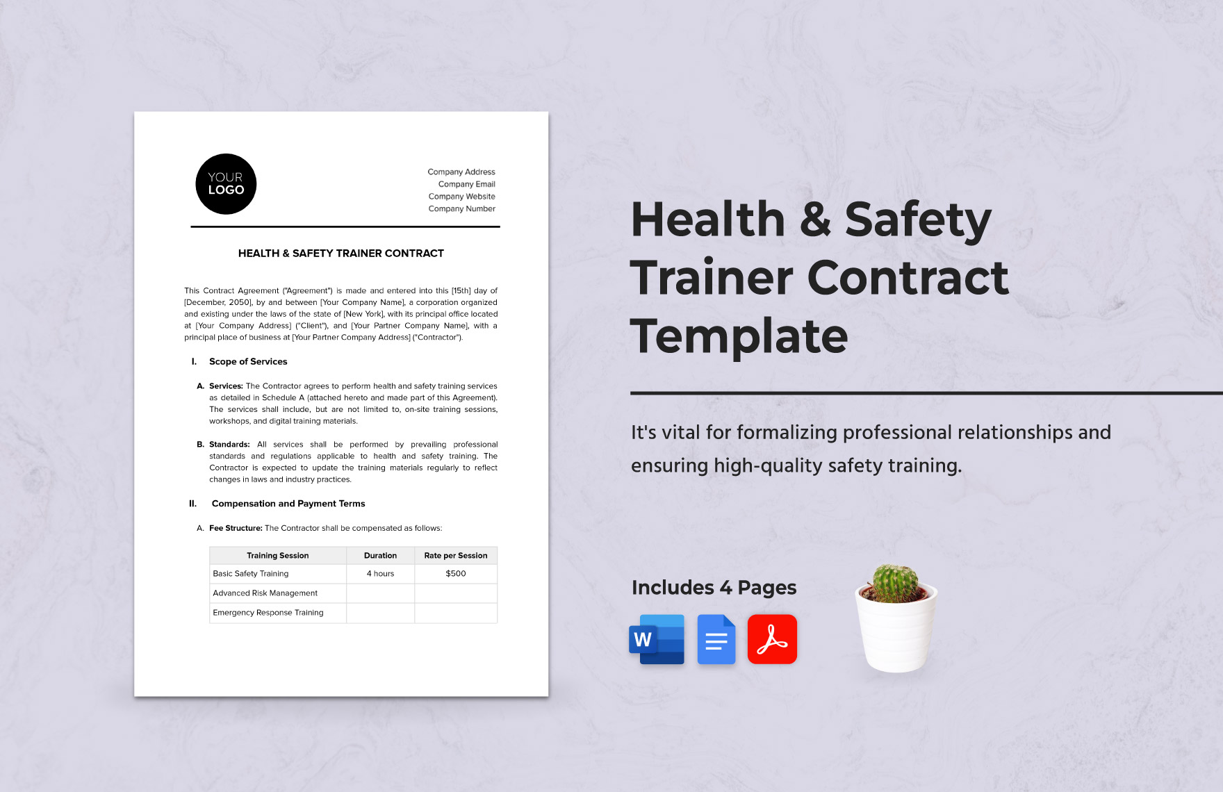Health & Safety Trainer Contract Template Health & Safety Trainer Contract Template