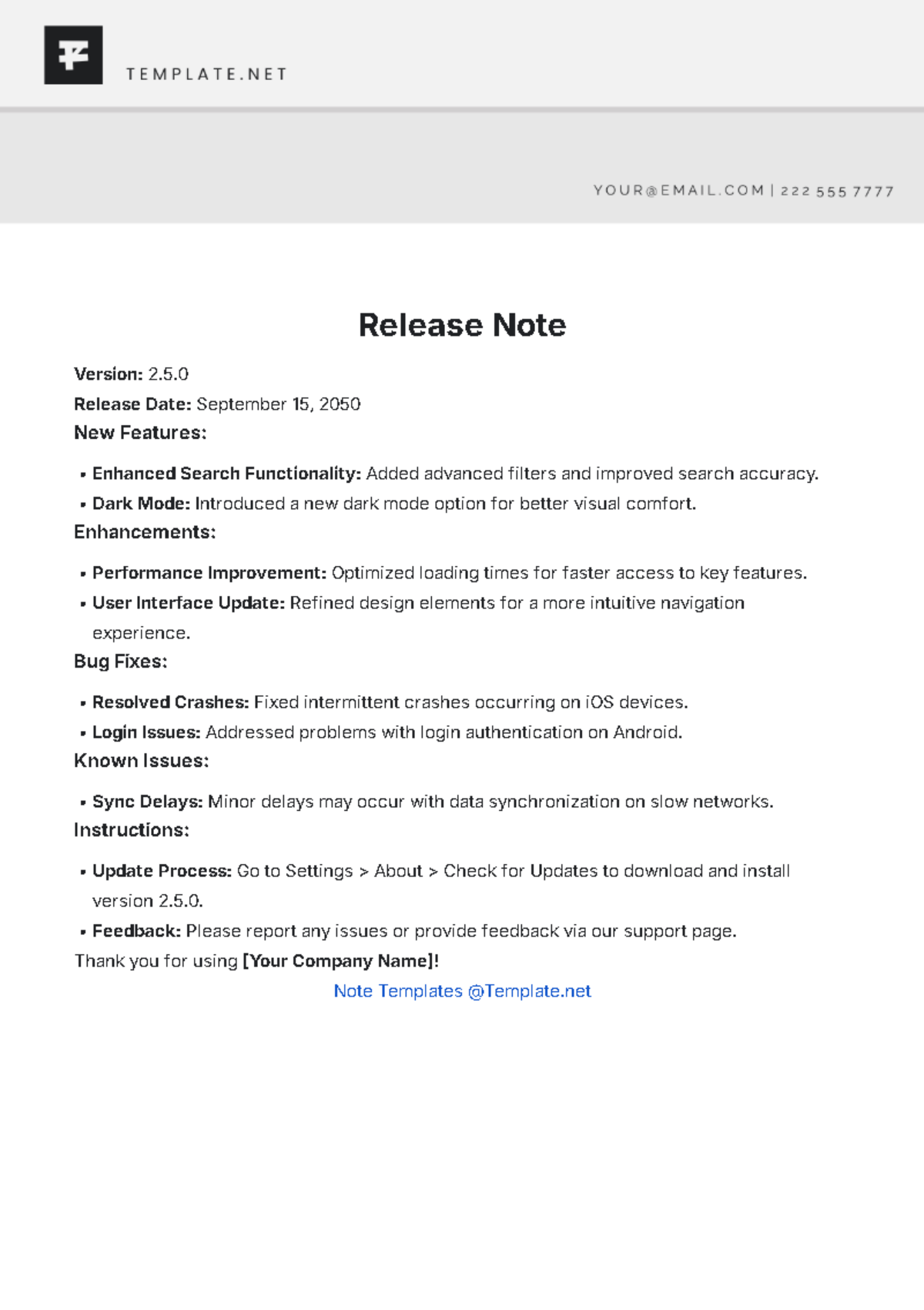 Free Release Note Template to Edit Online Free Release Note Template to Edit Online