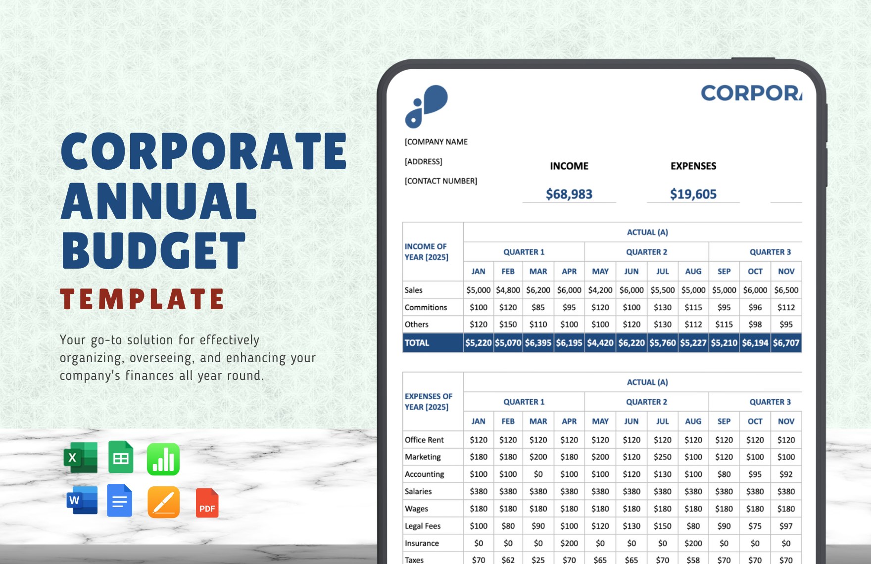 Corporate Annual Budget Template in Google Sheets, Google Docs, Word, Excel, Apple Pages, Apple Numbers, PDF - Download | Template.net Corporate Annual Budget Template in Google Sheets, Google Docs, Word, Excel, Apple Pages, Apple Numbers, PDF - Download | Template.net