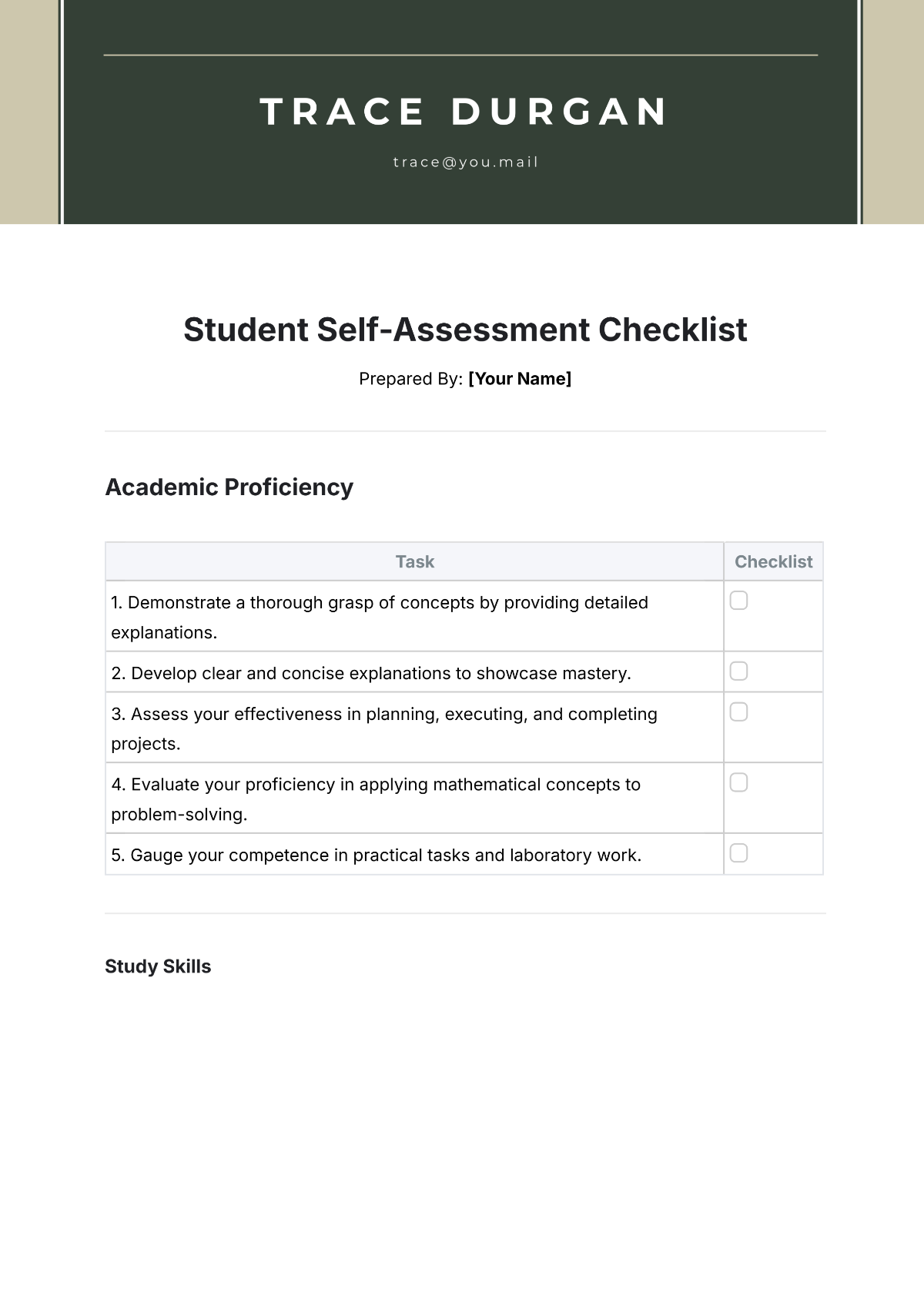 Free Student Self-Assessment Checklist Template to Edit Online Free Student Self-Assessment Checklist Template to Edit Online