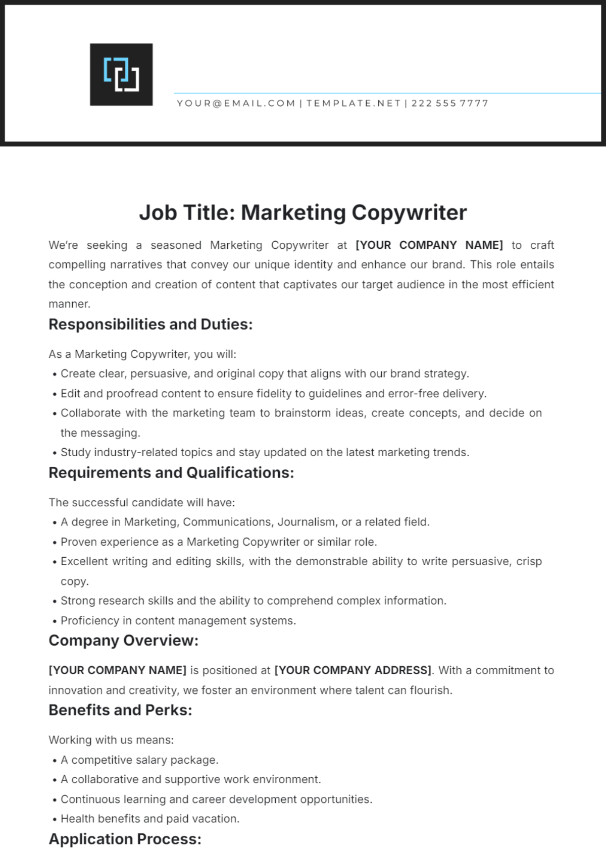 Free Marketing Copywriter Job Description Template to Edit Online Free Marketing Copywriter Job Description Template to Edit Online