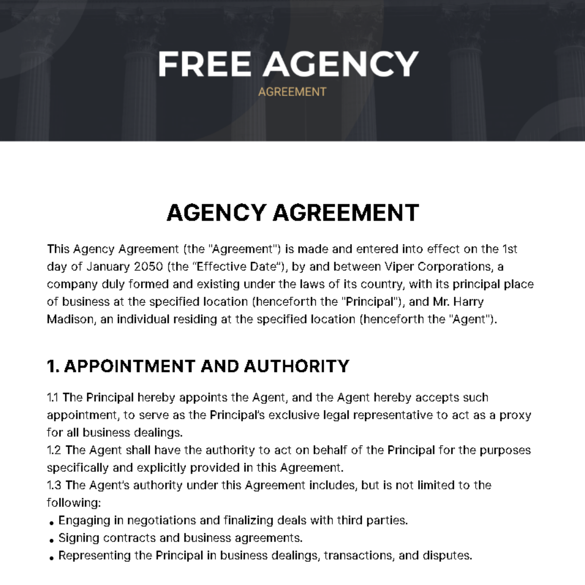 Free Agency Agreement Template to Edit Online Free Agency Agreement Template to Edit Online