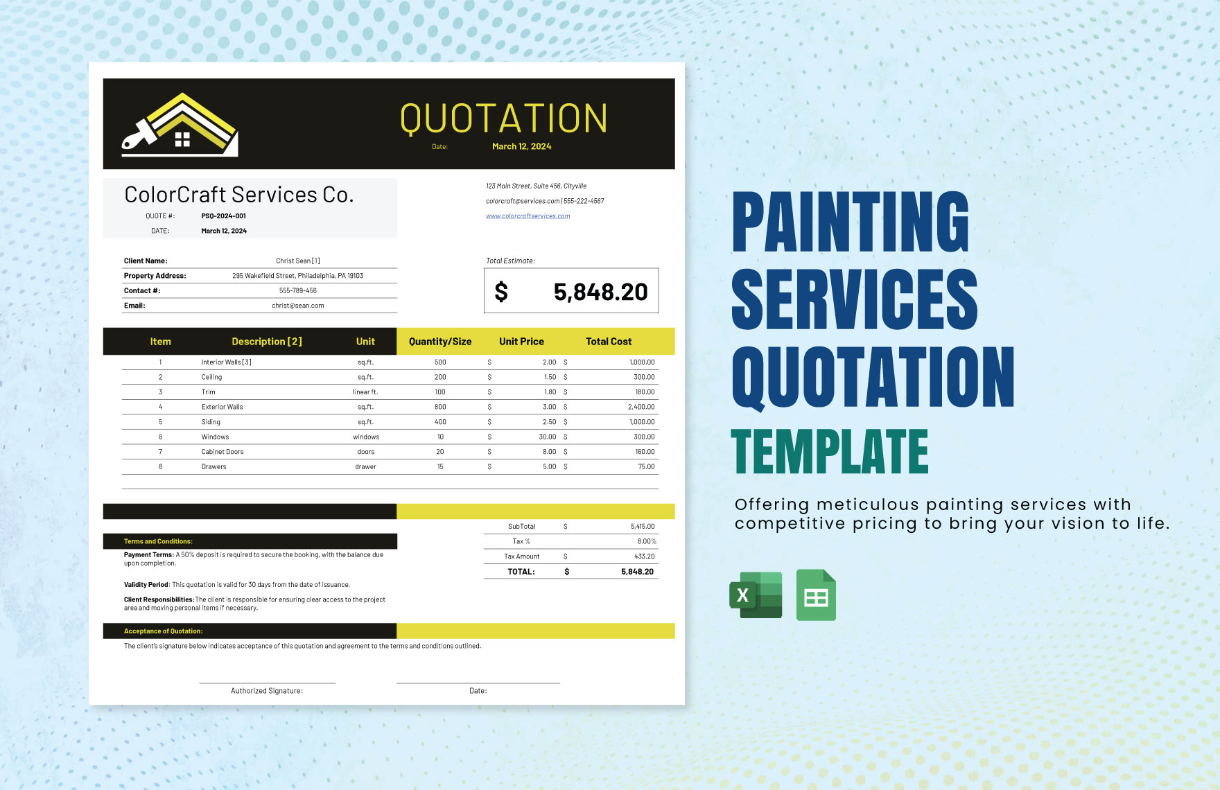 Painting Services Quotation Template Painting Services Quotation Template
