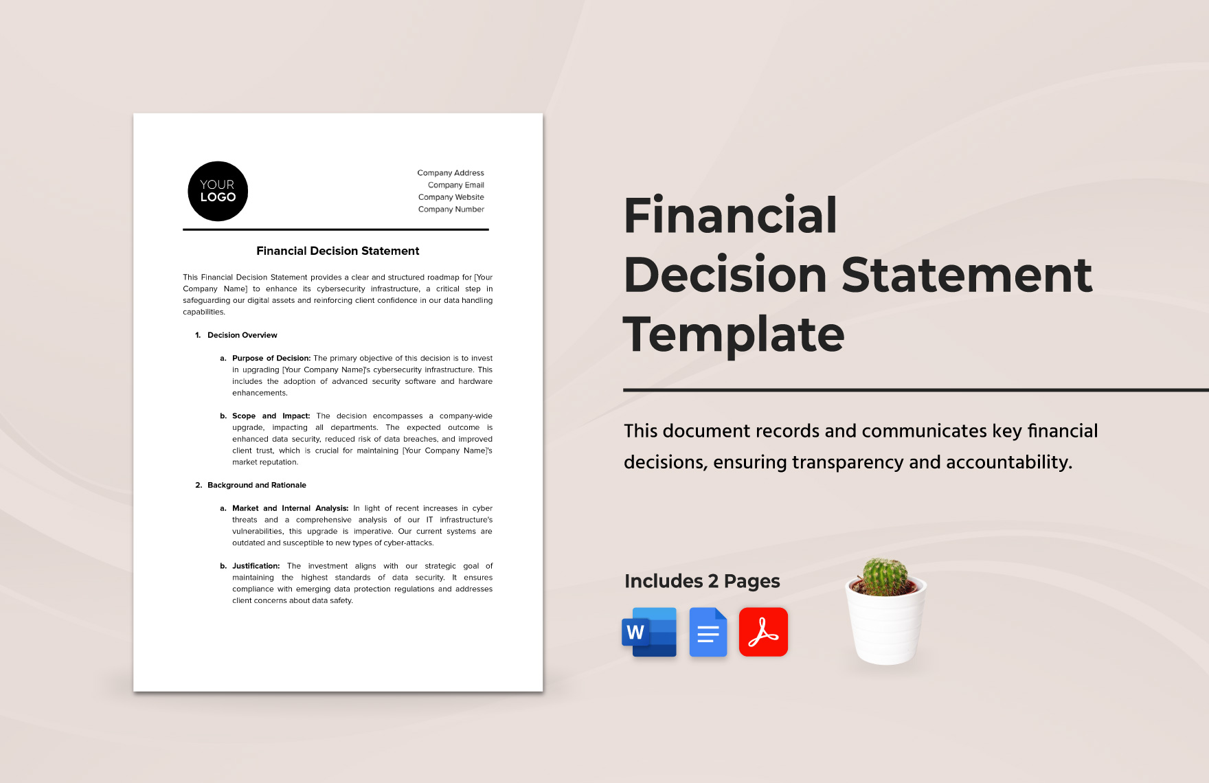 Financial Decision Statement Template Financial Decision Statement Template
