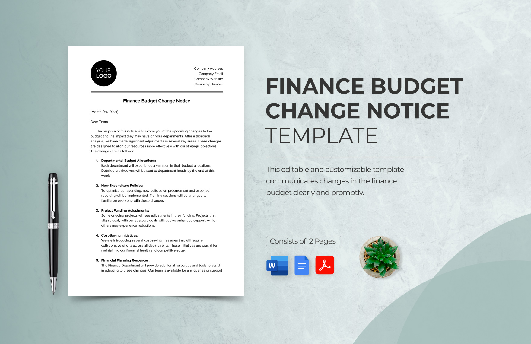 Finance Budget Change Notice Template in Word, PDF, Google Docs - Download | Template.net Finance Budget Change Notice Template in Word, PDF, Google Docs - Download | Template.net