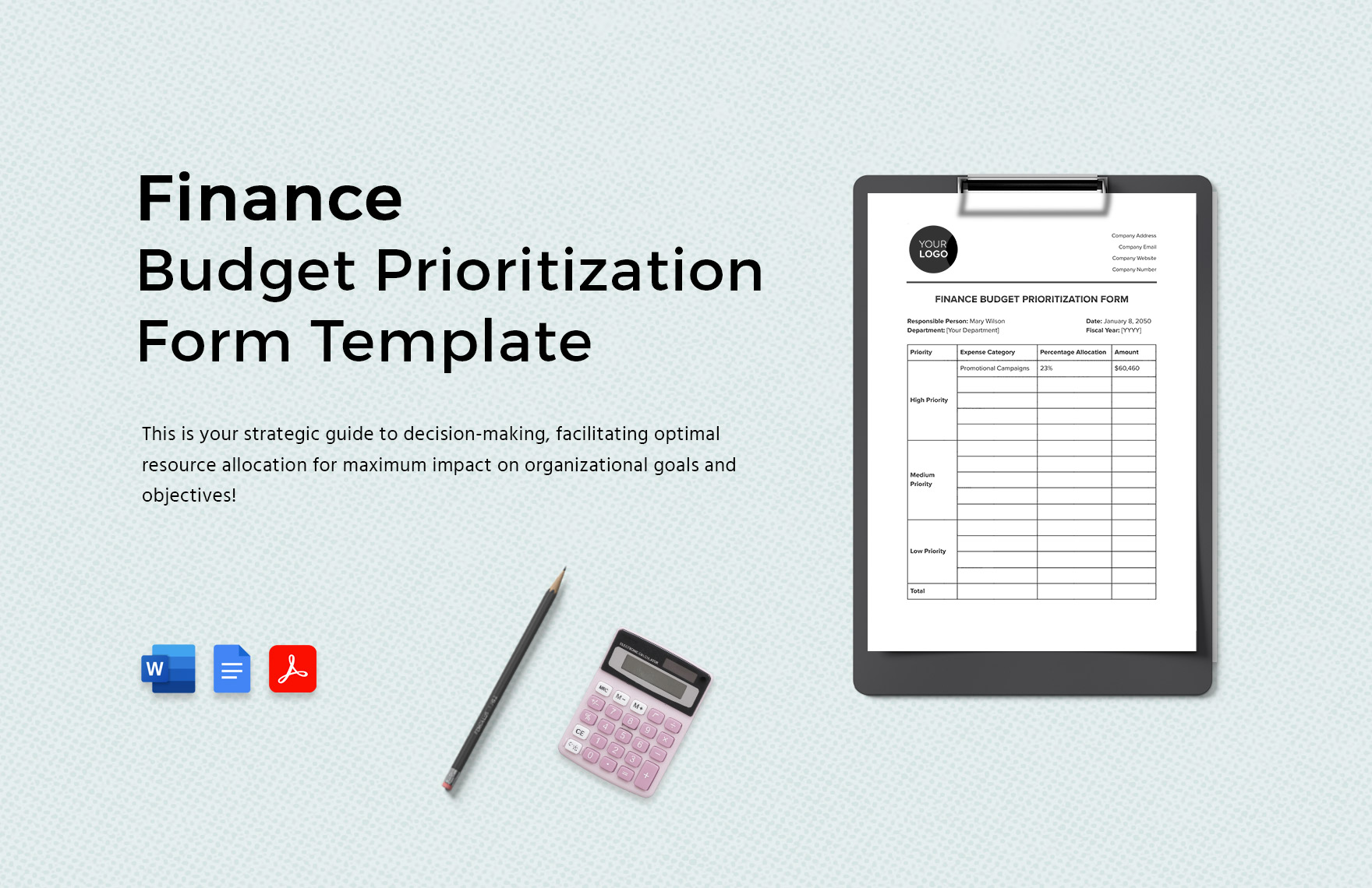 Finance Budget Prioritization Form Template in Word, PDF, Google Docs - Download | Template.net Finance Budget Prioritization Form Template in Word, PDF, Google Docs - Download | Template.net