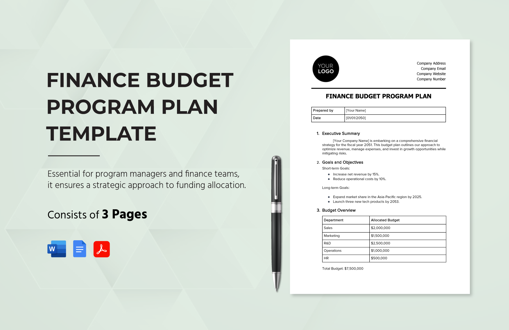 Finance Budget Program Plan Template in Word, PDF, Google Docs - Download | Template.net Finance Budget Program Plan Template in Word, PDF, Google Docs - Download | Template.net