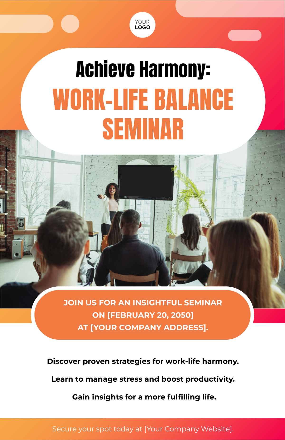 Free Work-Life Balance Seminar Poster Template to Edit Online Free Work-Life Balance Seminar Poster Template to Edit Online