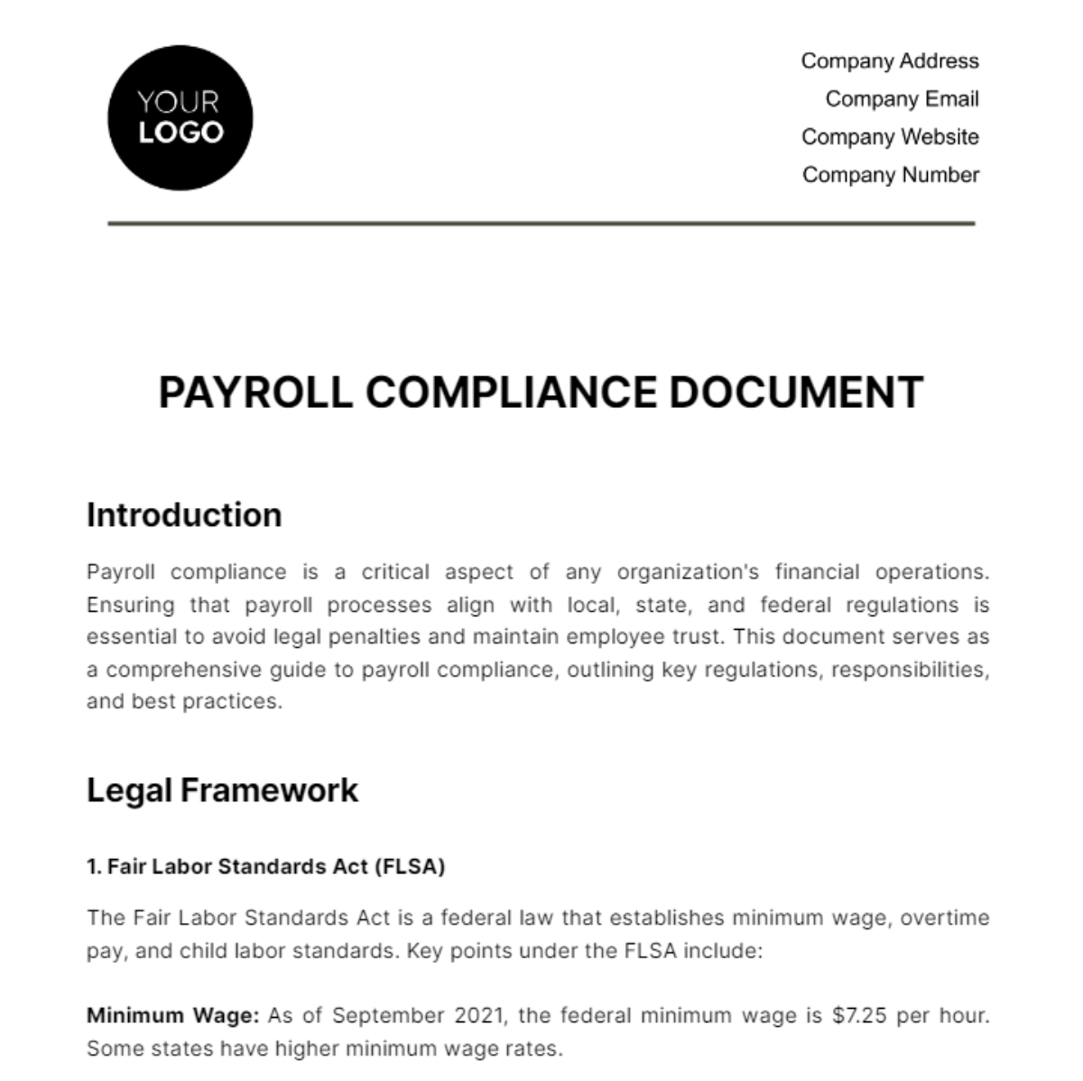 Free Payroll Compliance Document HR Template to Edit Online Free Payroll Compliance Document HR Template to Edit Online