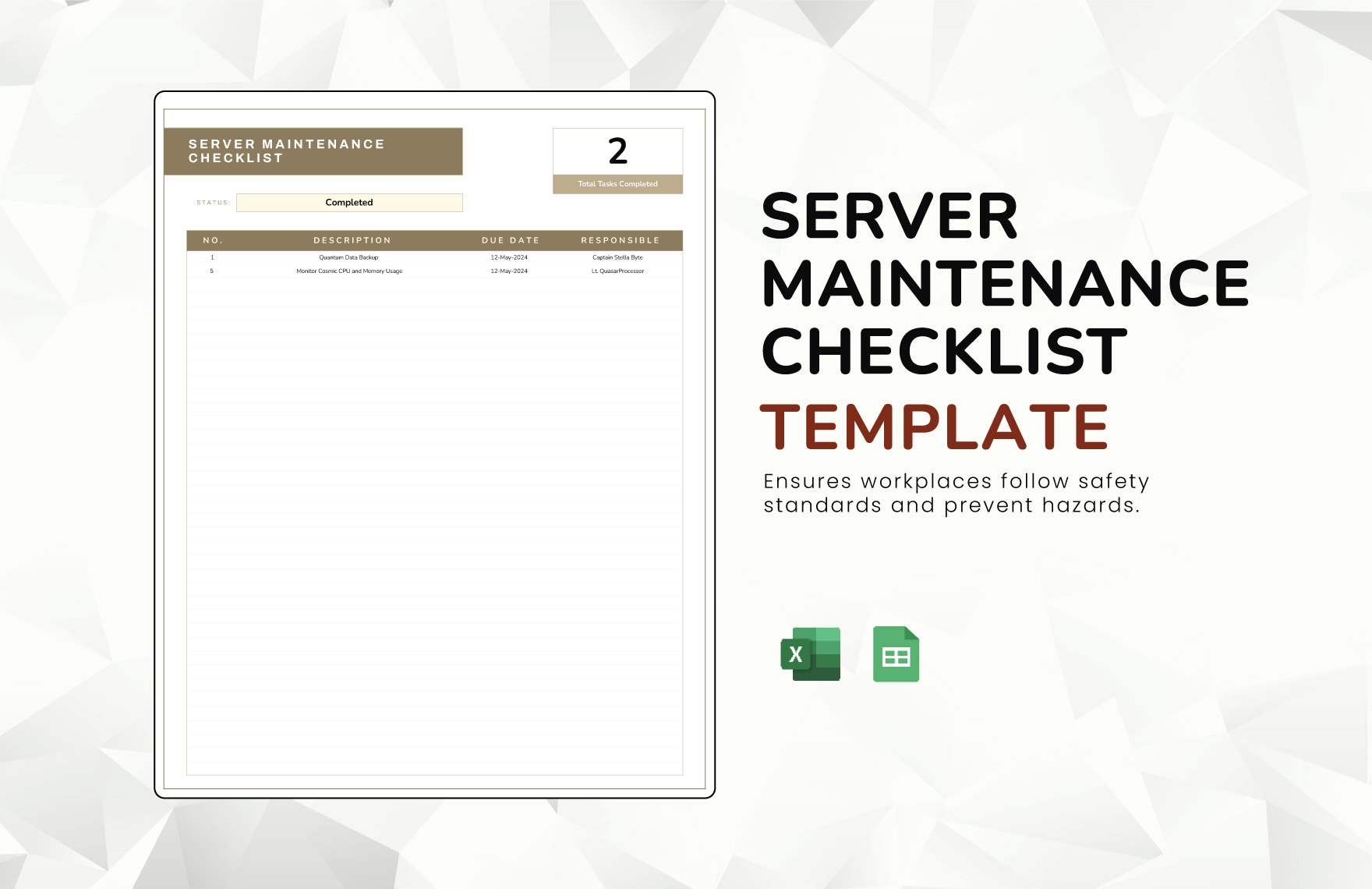 Server Maintenance Checklist Template in Excel, Google Sheets - Download | Template.net Server Maintenance Checklist Template in Excel, Google Sheets - Download | Template.net