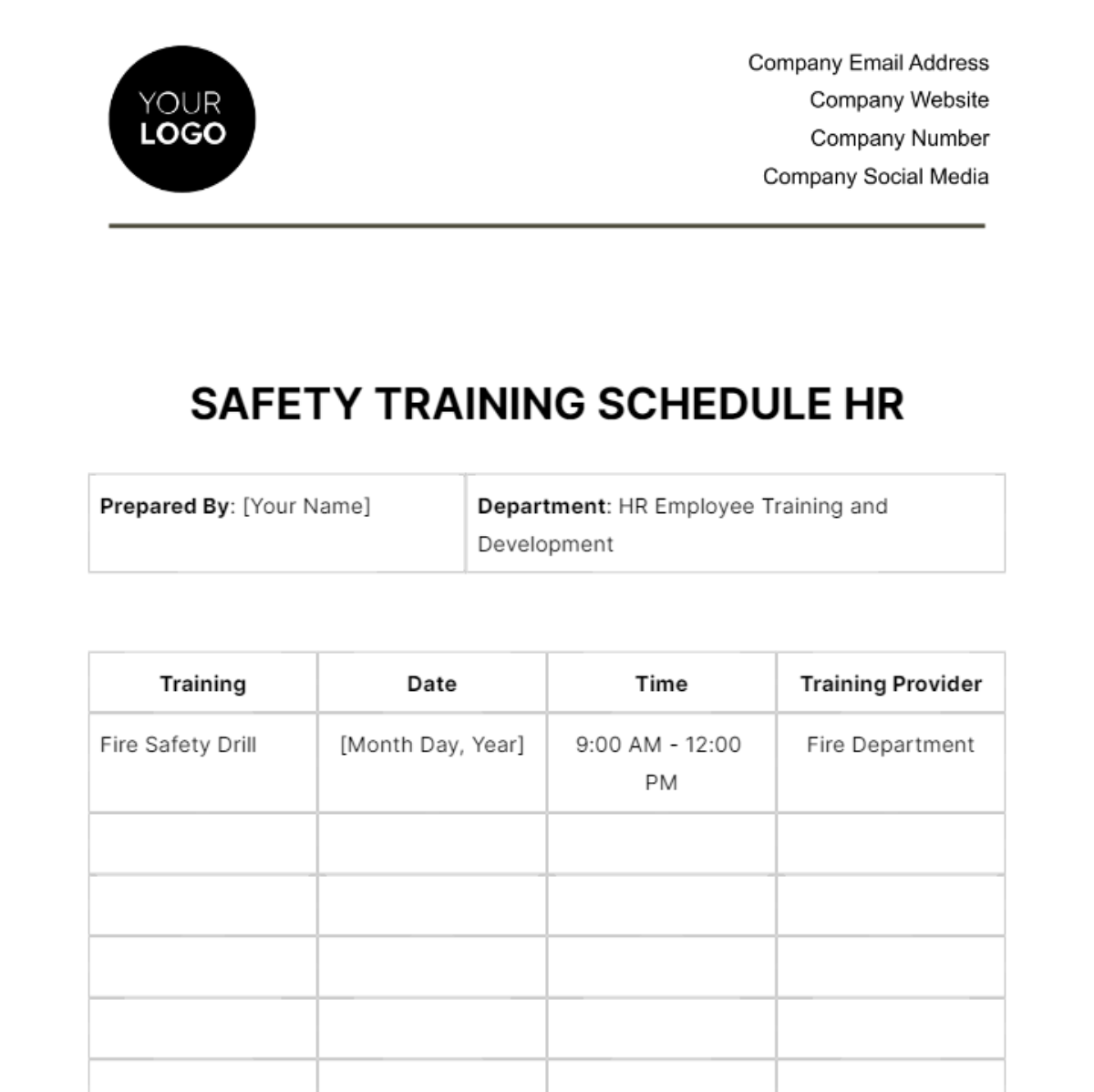 Free Safety Training Schedule HR Template to Edit Online Free Safety Training Schedule HR Template to Edit Online