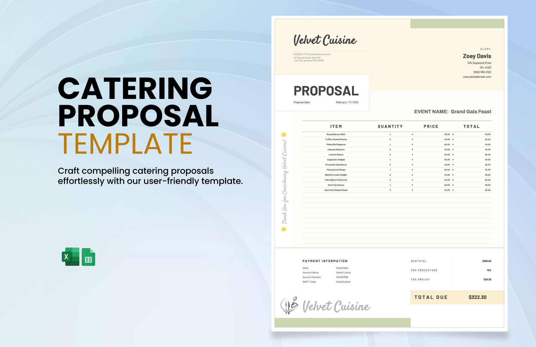 Catering Proposal Template Catering Proposal Template