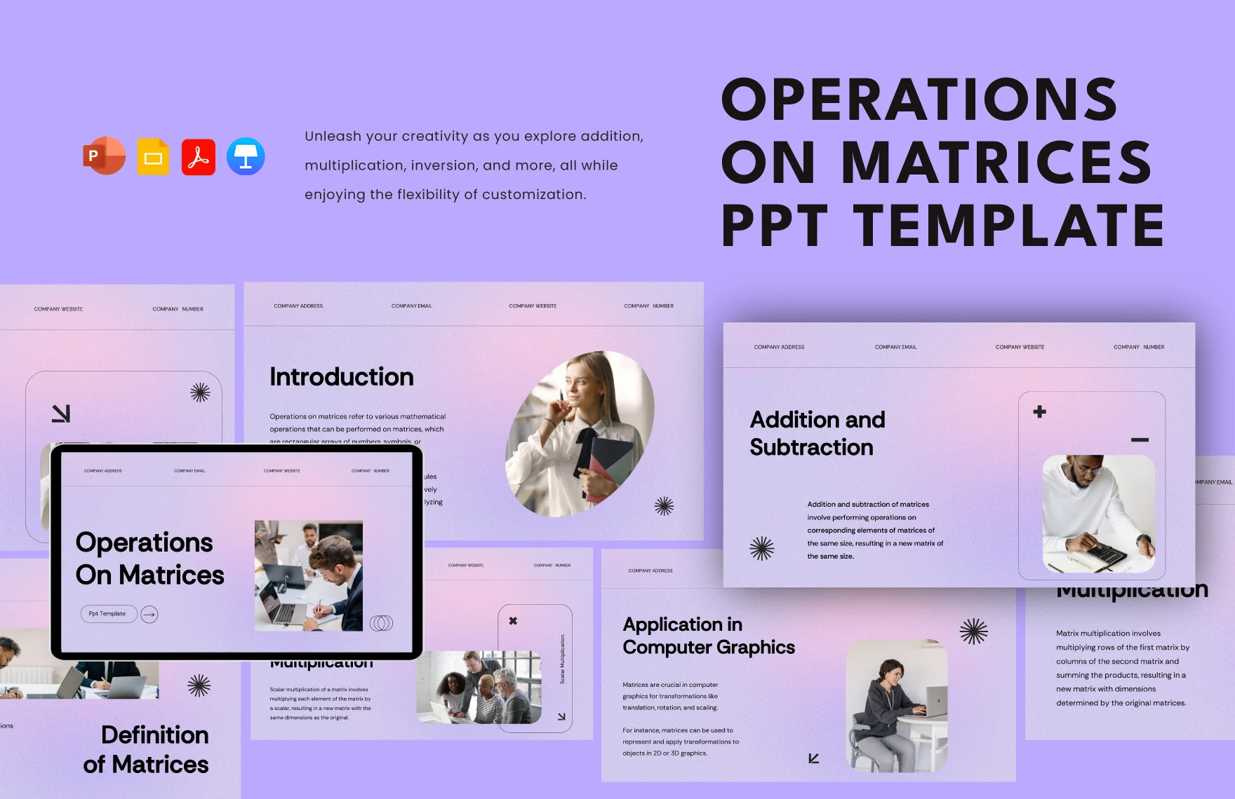 Operations on Matrices PPT Template Operations on Matrices PPT Template