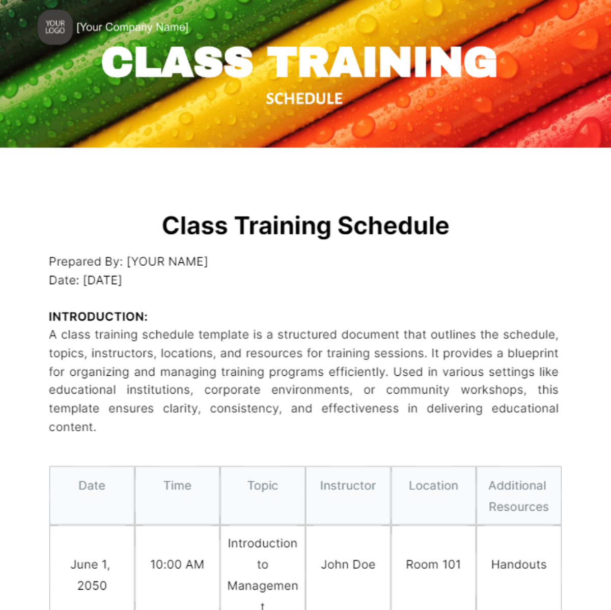 Free Class Training Schedule Template to Edit Online Free Class Training Schedule Template to Edit Online