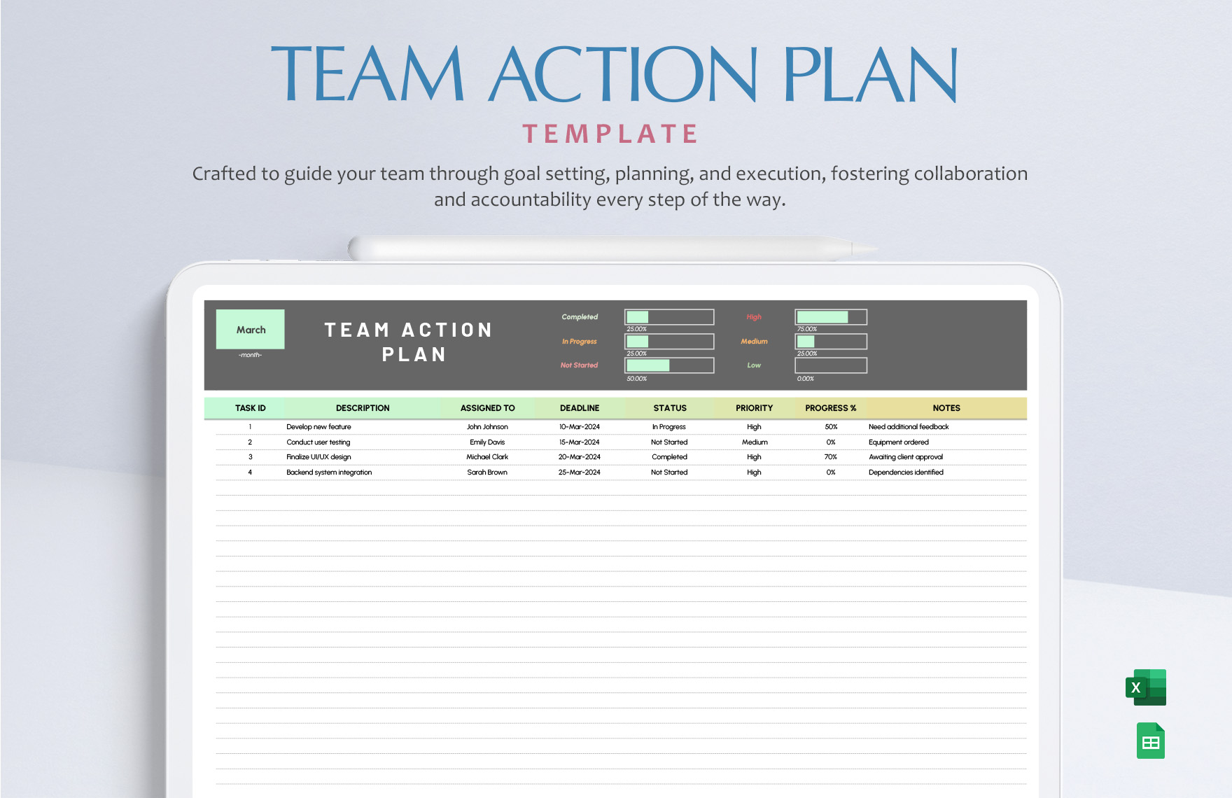 Team Action Plan Template Team Action Plan Template