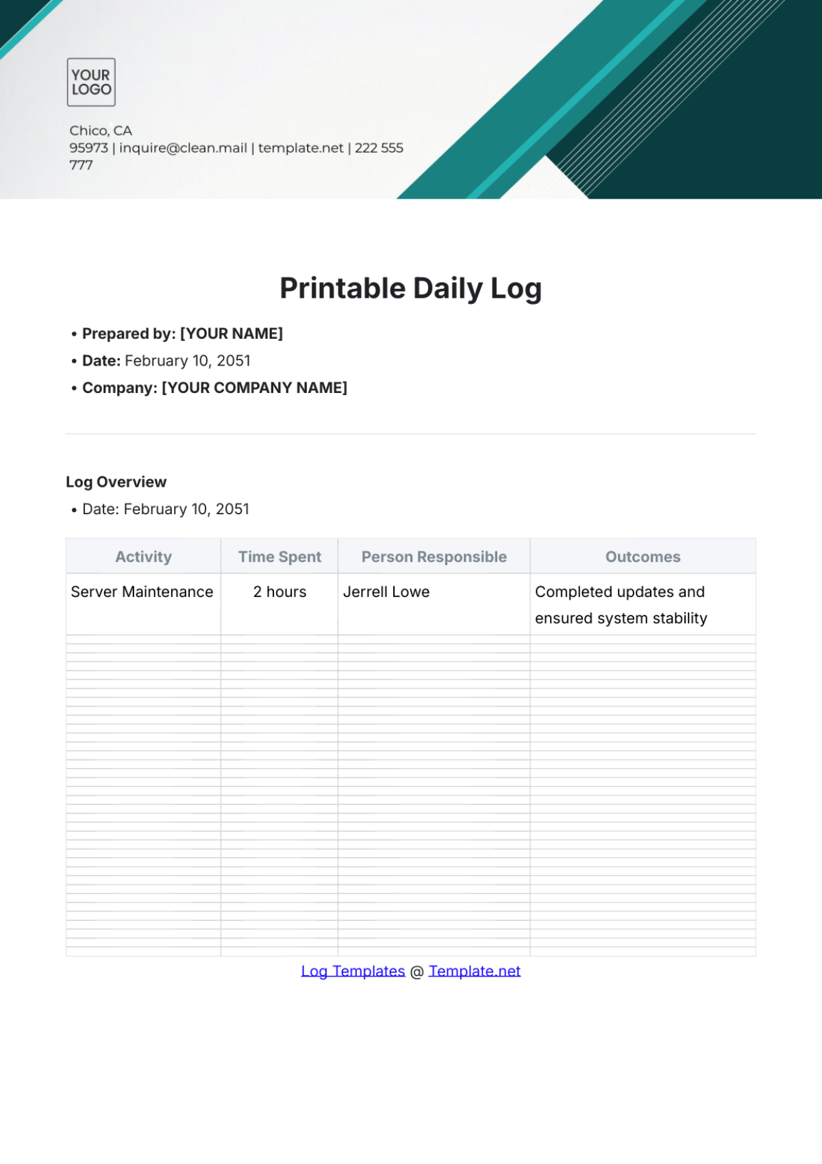 Free Printable Daily Log Template to Edit Online Free Printable Daily Log Template to Edit Online