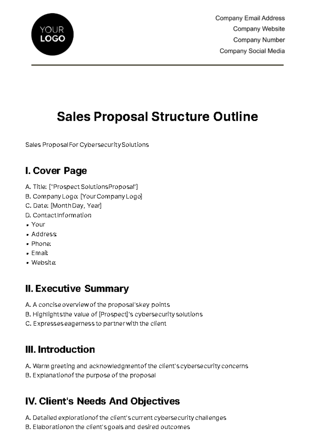 Free Sales Proposal Structure Outline Template to Edit Online Free Sales Proposal Structure Outline Template to Edit Online