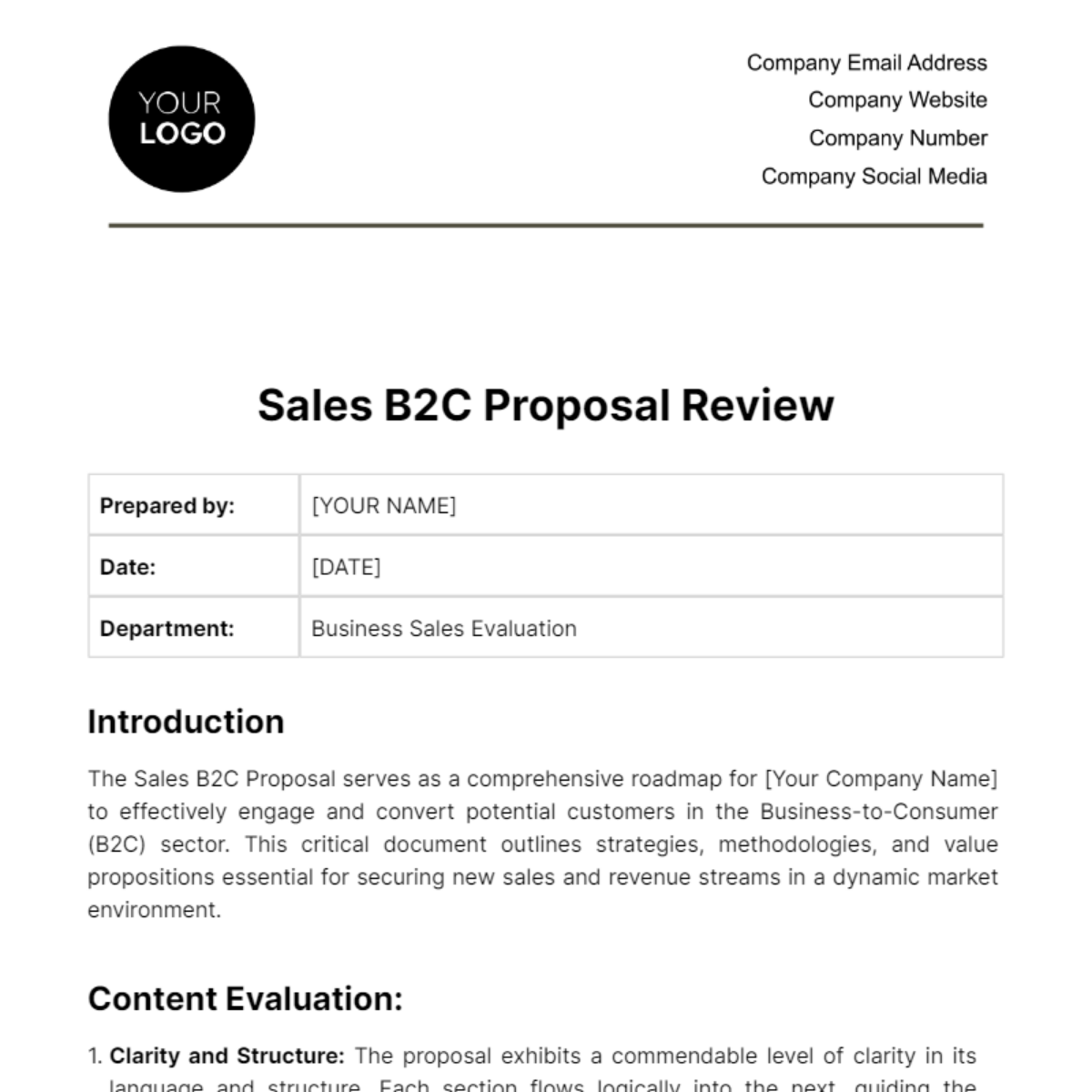 Free Sales B2C Proposal Review Template to Edit Online Free Sales B2C Proposal Review Template to Edit Online