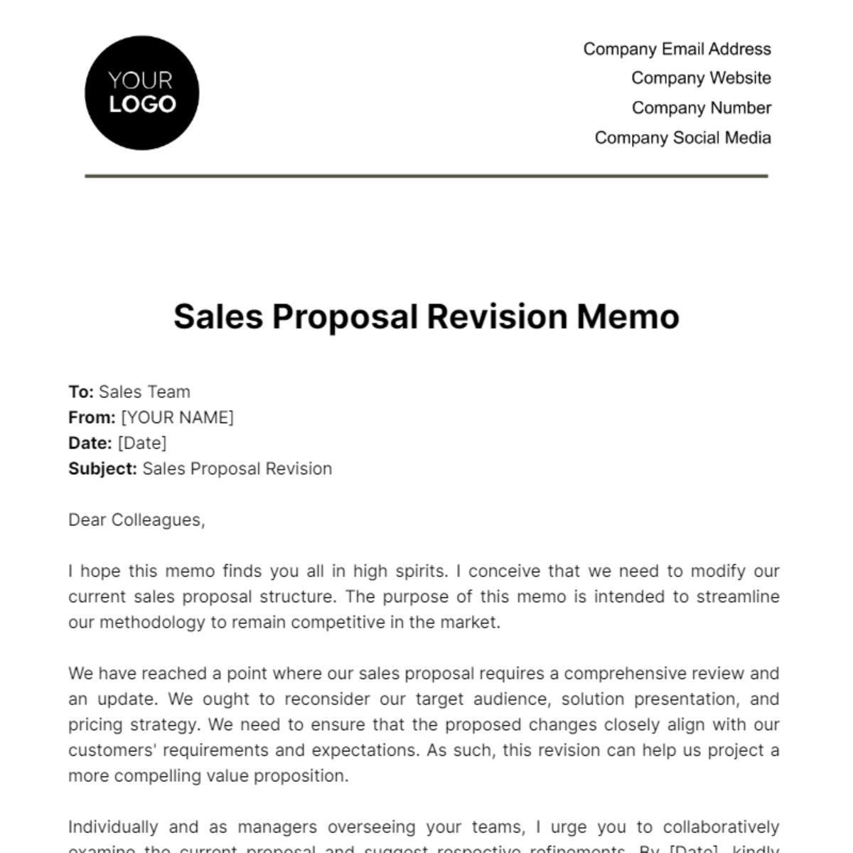 Free Sales Proposal Revision Memo Template to Edit Online Free Sales Proposal Revision Memo Template to Edit Online