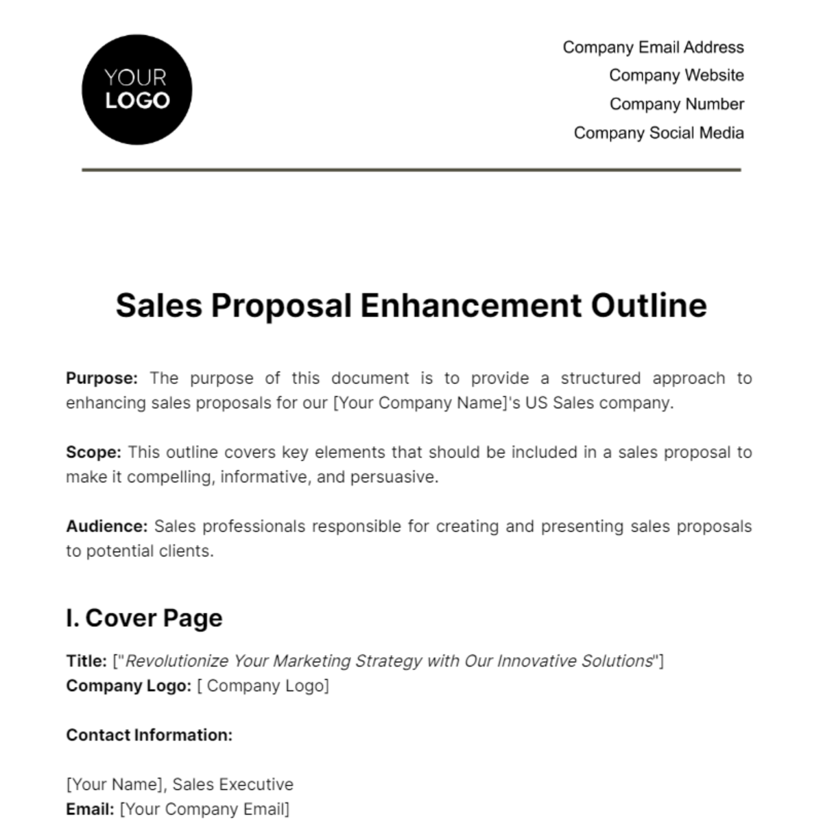 Free Sales Proposal Enhancement Outline Template to Edit Online Free Sales Proposal Enhancement Outline Template to Edit Online