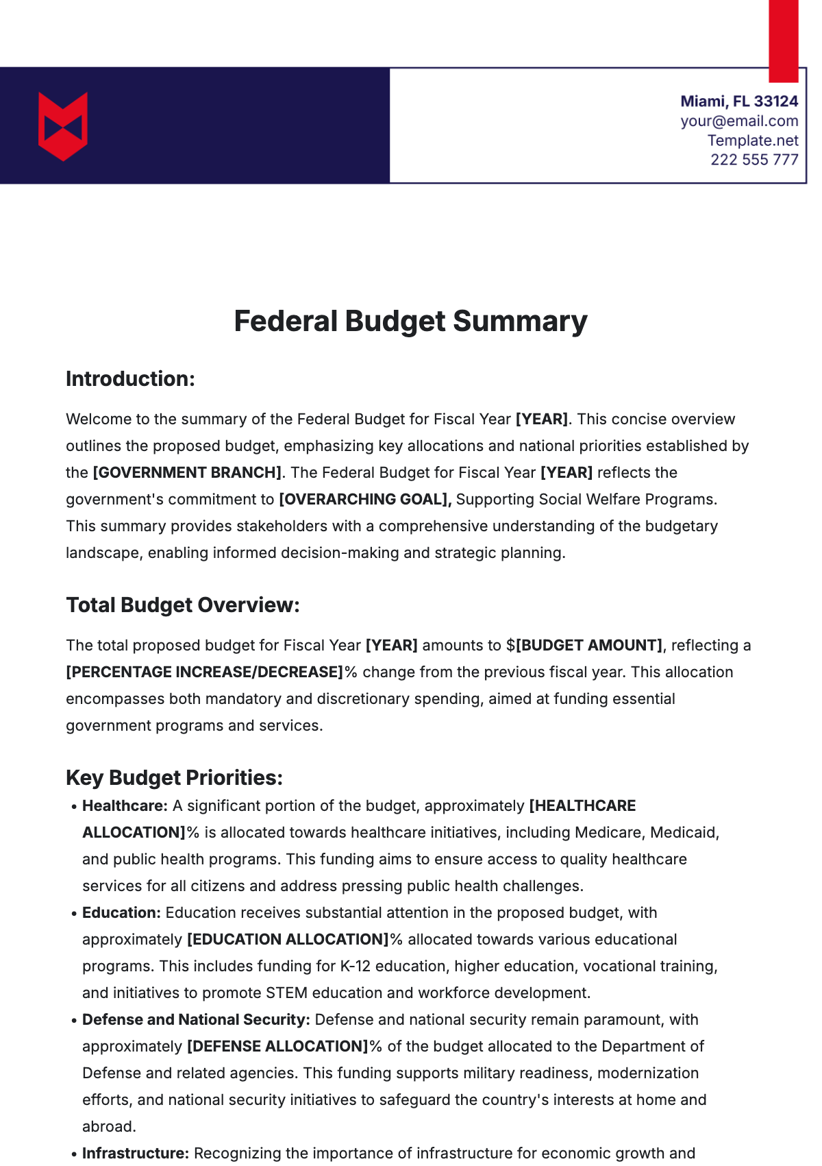 Free Federal Budget Summary Template to Edit Online Free Federal Budget Summary Template to Edit Online