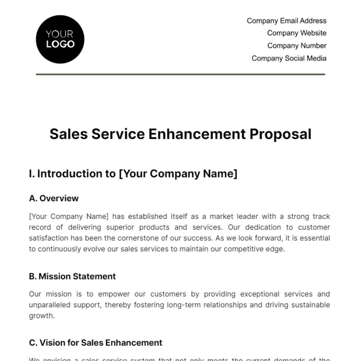 Free Sales Service Enhancement Proposal Template to Edit Online Free Sales Service Enhancement Proposal Template to Edit Online