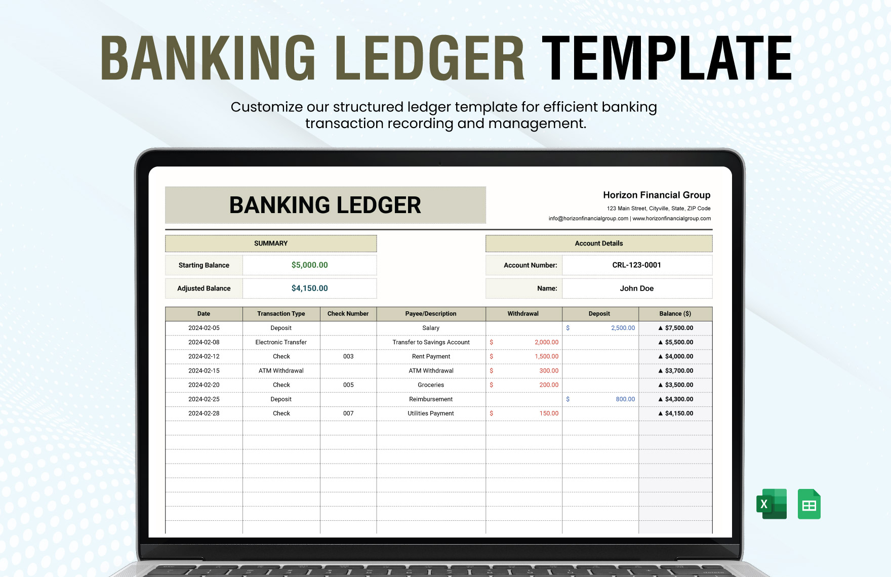 Banking Ledger Template | Template.net Banking Ledger Template | Template.net