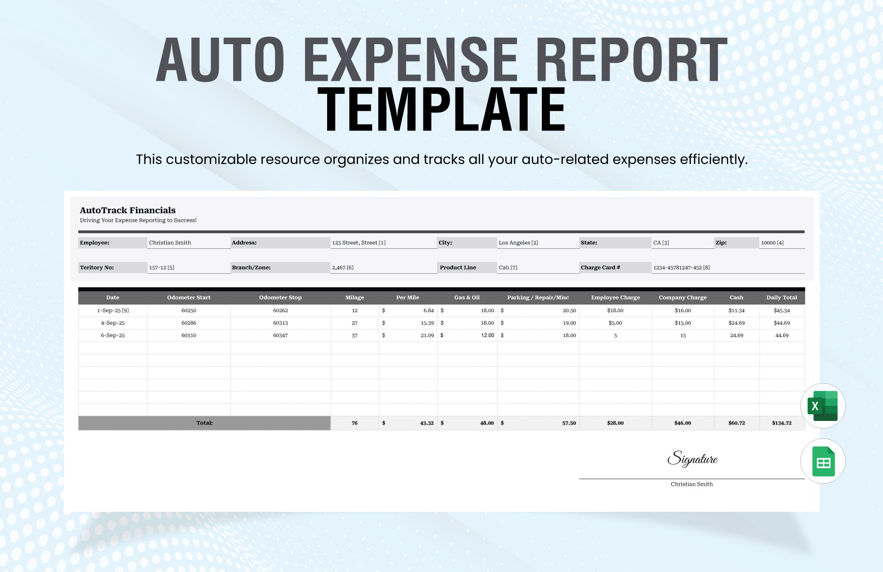 Auto Expense Report Template Auto Expense Report Template