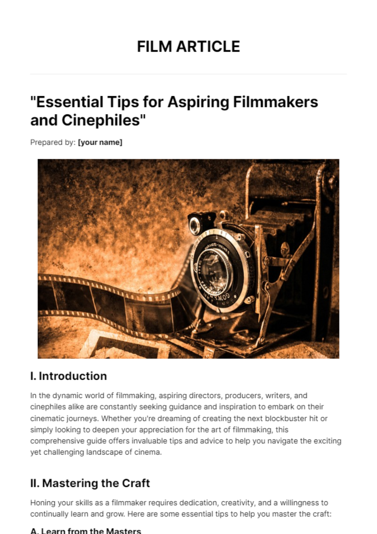Free Film Article Template to Edit Online Free Film Article Template to Edit Online