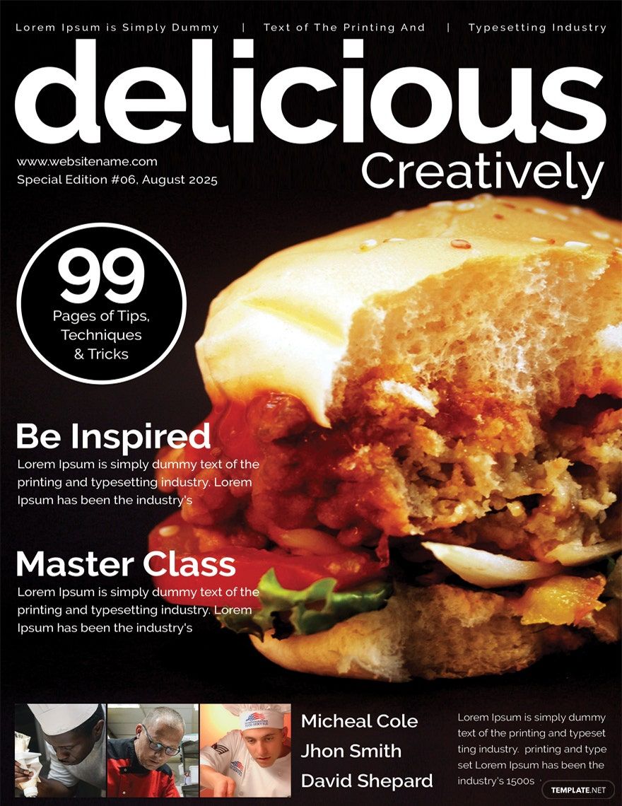 Food Magazine Cover Template in Publisher, PSD, InDesign, Pages, Illustrator, Word - Download | Template.net Food Magazine Cover Template in Publisher, PSD, InDesign, Pages, Illustrator, Word - Download | Template.net