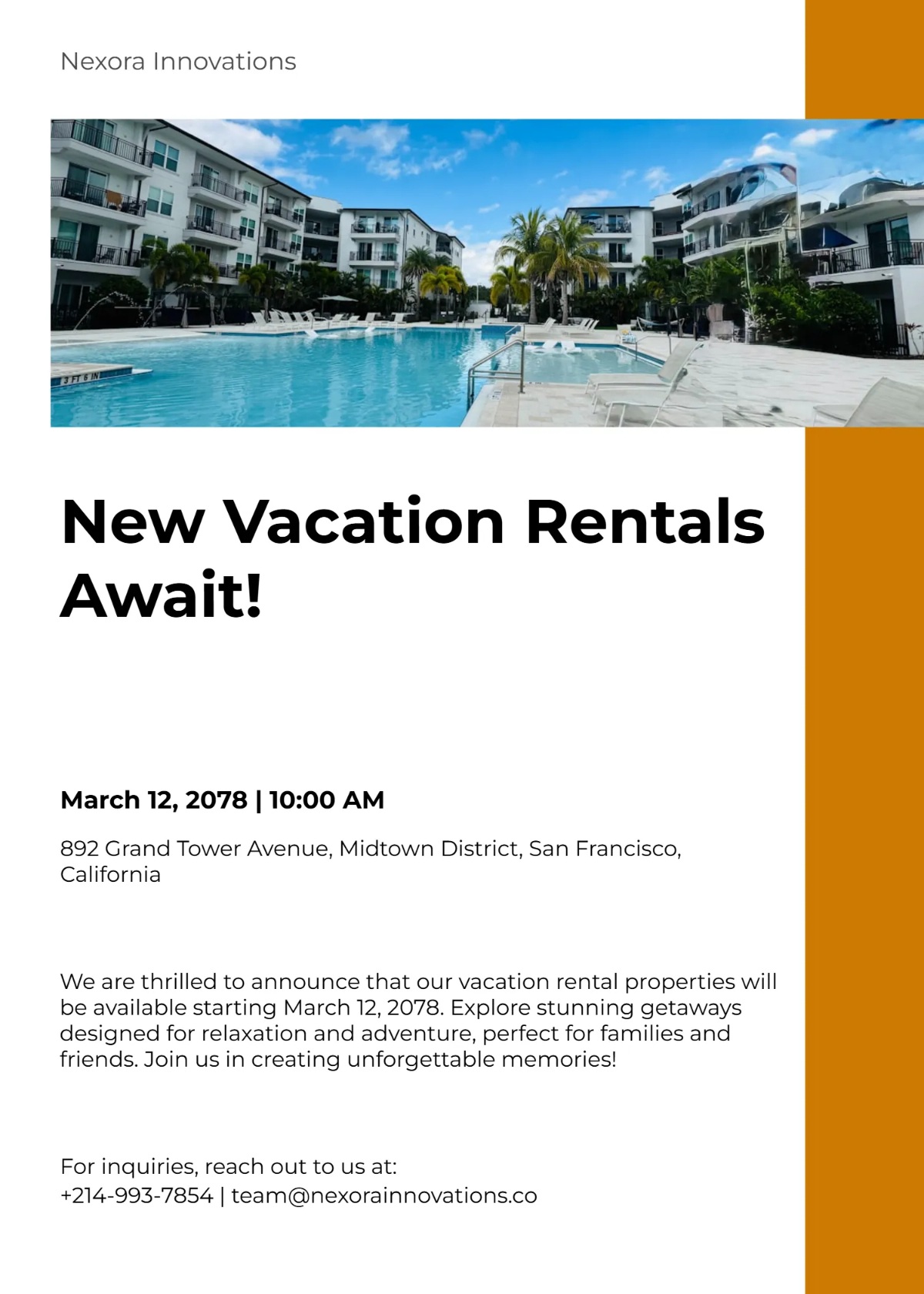 Free Vacation Rental Announcement to Edit Online Free Vacation Rental Announcement to Edit Online