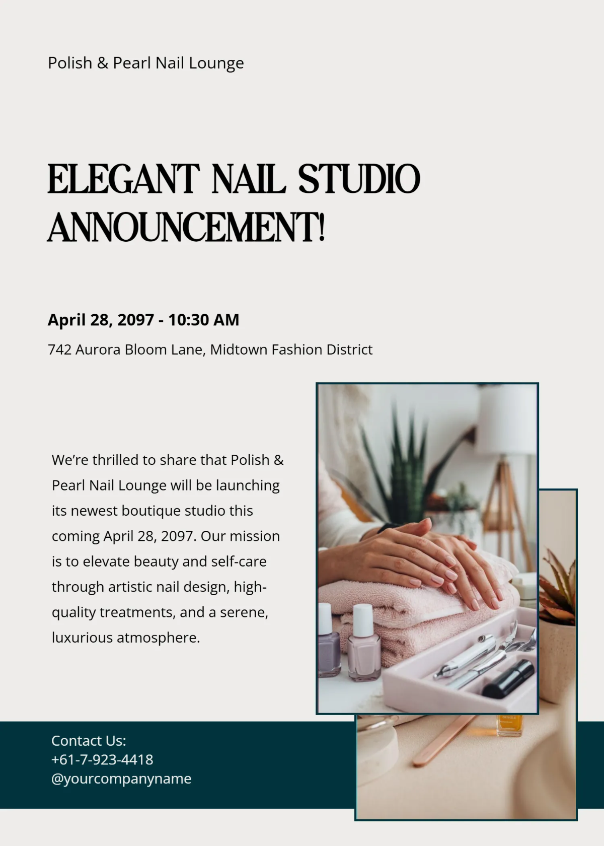 Free Nail Studio Shop Announcement Template to Edit Online Free Nail Studio Shop Announcement Template to Edit Online
