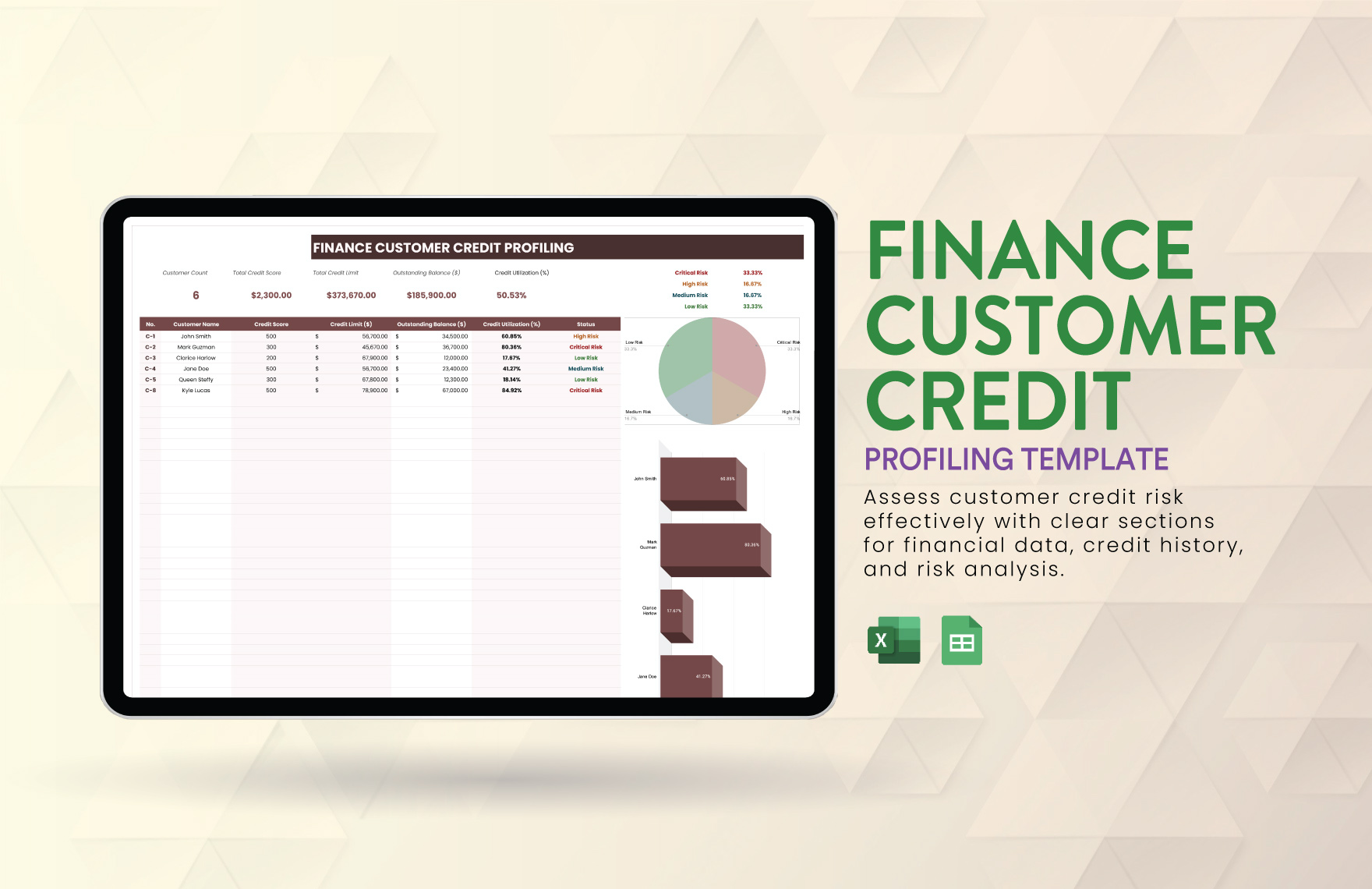 Finance Customer Credit Profiling Template in Excel, Google Sheets - Download | Template.net Finance Customer Credit Profiling Template in Excel, Google Sheets - Download | Template.net