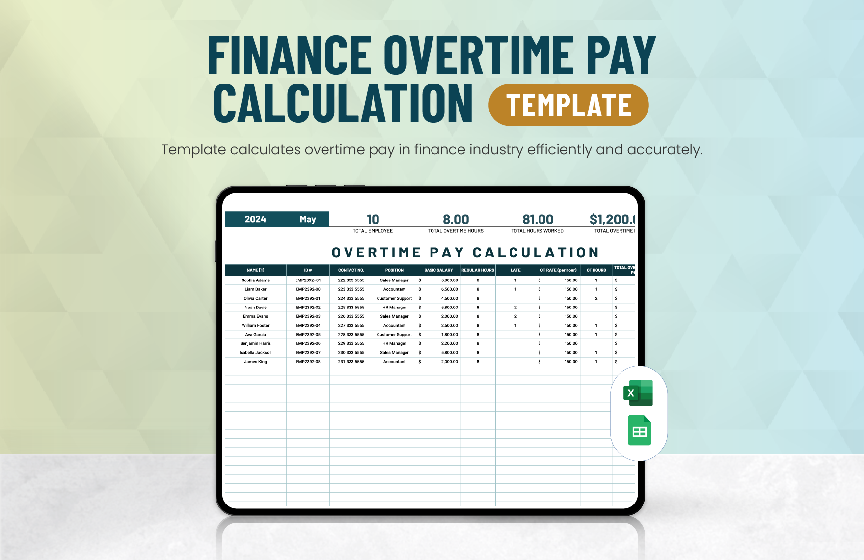 Finance Overtime Pay Calculation Template in Excel, Google Sheets - Download | Template.net Finance Overtime Pay Calculation Template in Excel, Google Sheets - Download | Template.net