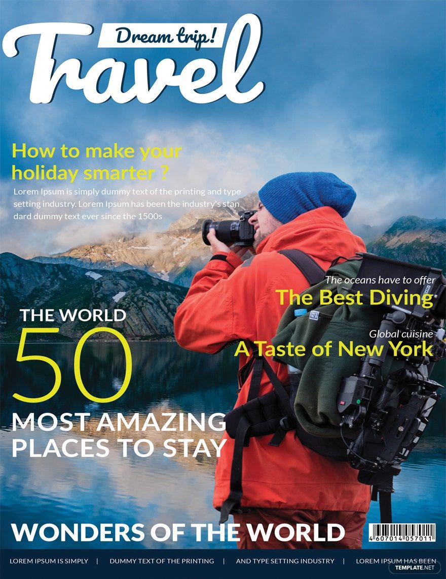 Modern Travel Magazine Cover Template in Illustrator, Word, Pages, PSD, Publisher, InDesign - Download | Template.net Modern Travel Magazine Cover Template in Illustrator, Word, Pages, PSD, Publisher, InDesign - Download | Template.net