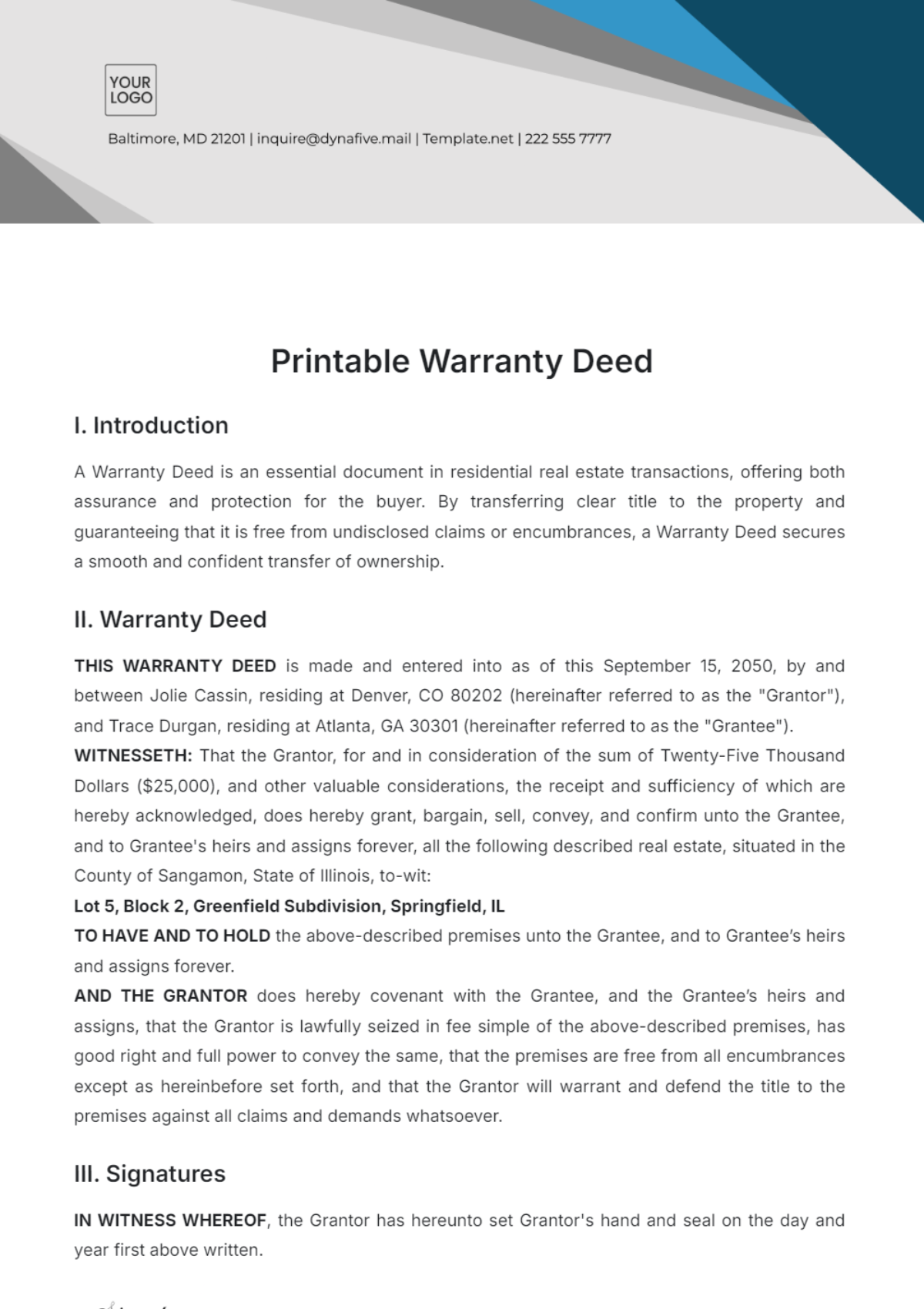 Free Printable Warranty Deed Template to Edit Online Free Printable Warranty Deed Template to Edit Online